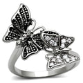 High polished (no plating) Stainless Steel Ring with AAA Grade CZ in Clear