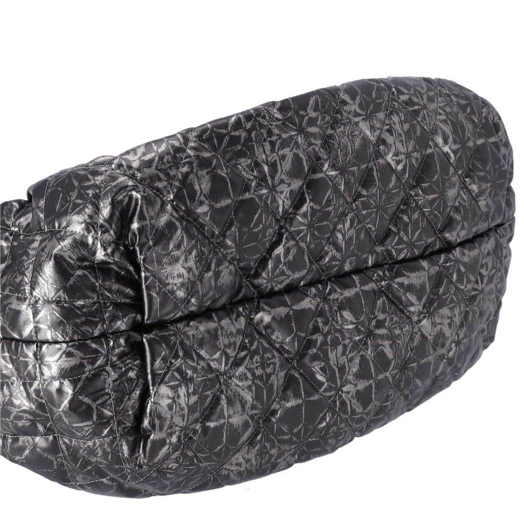 Chanel Coco Mark Melrose Cabas Matelasse Chain Shoulder Bag Black Silver