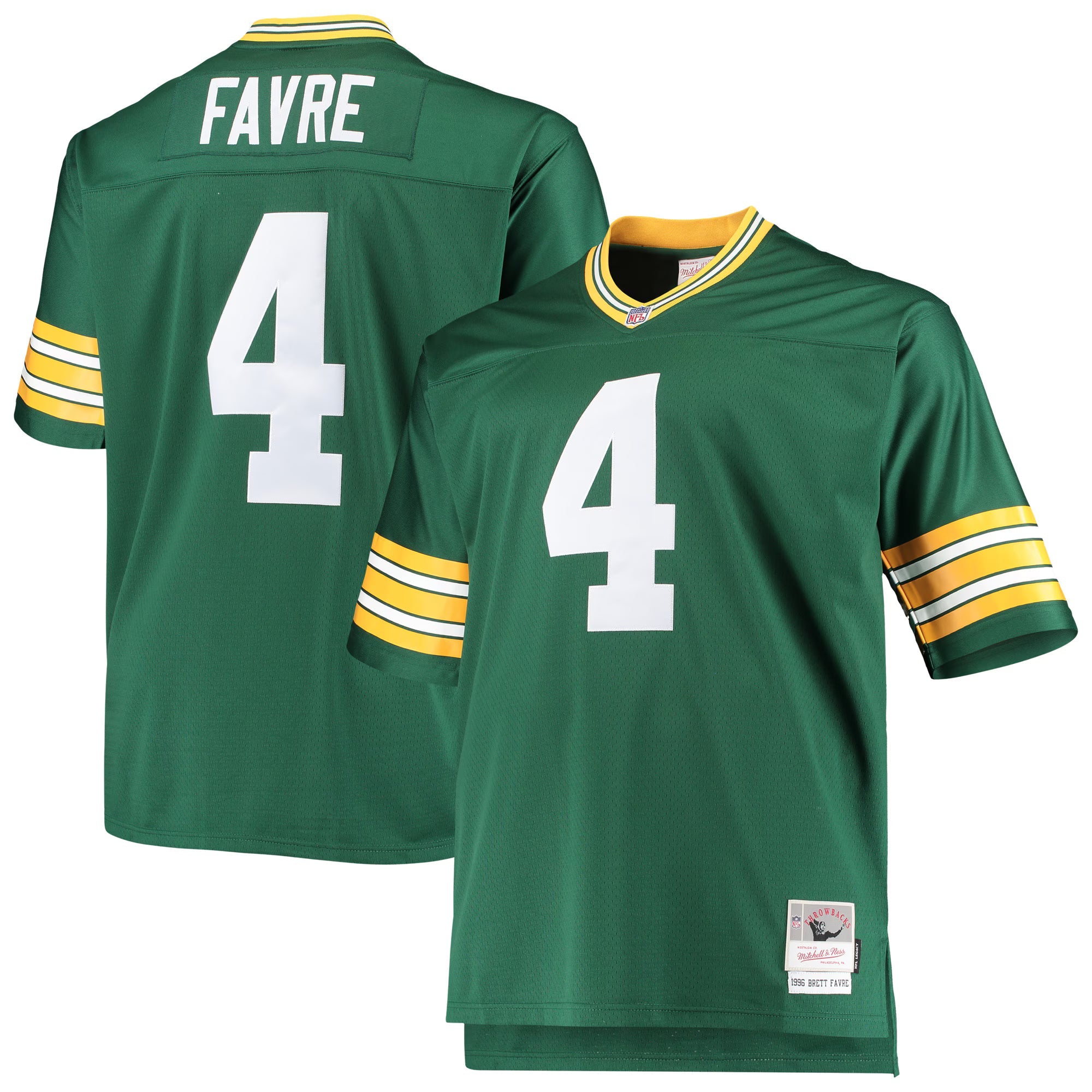 Green Bay Packers Brett Favre Mitchell & Ness Green Big & Tall 1996 Retired Player Replica Jersey