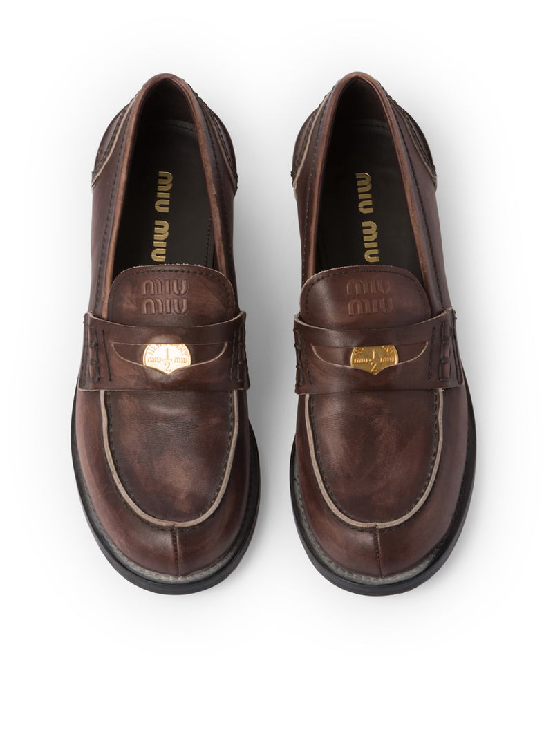 Miu Miu Women Vintage Effect Leather Loafers