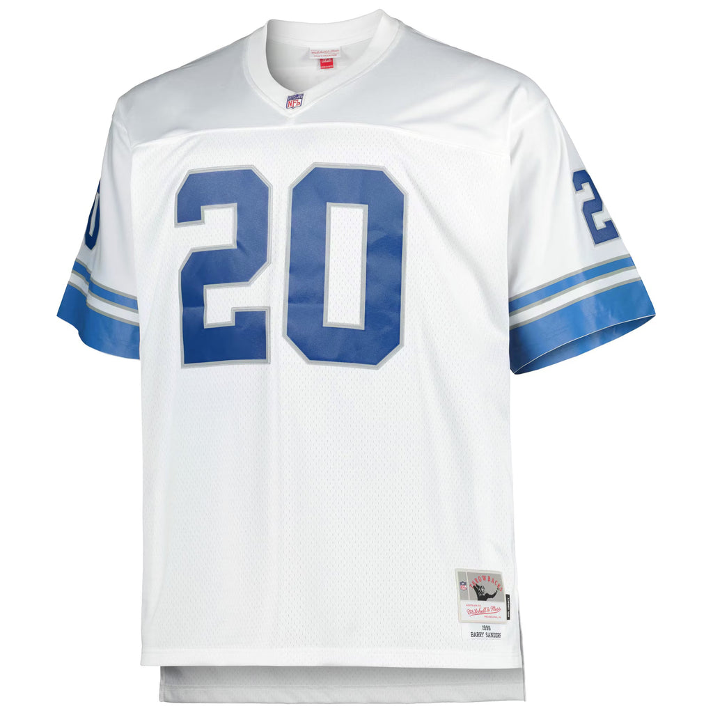 Detroit Lions Barry Sanders Mitchell & Ness White Big & Tall 1996 Retired Player Replica Jersey