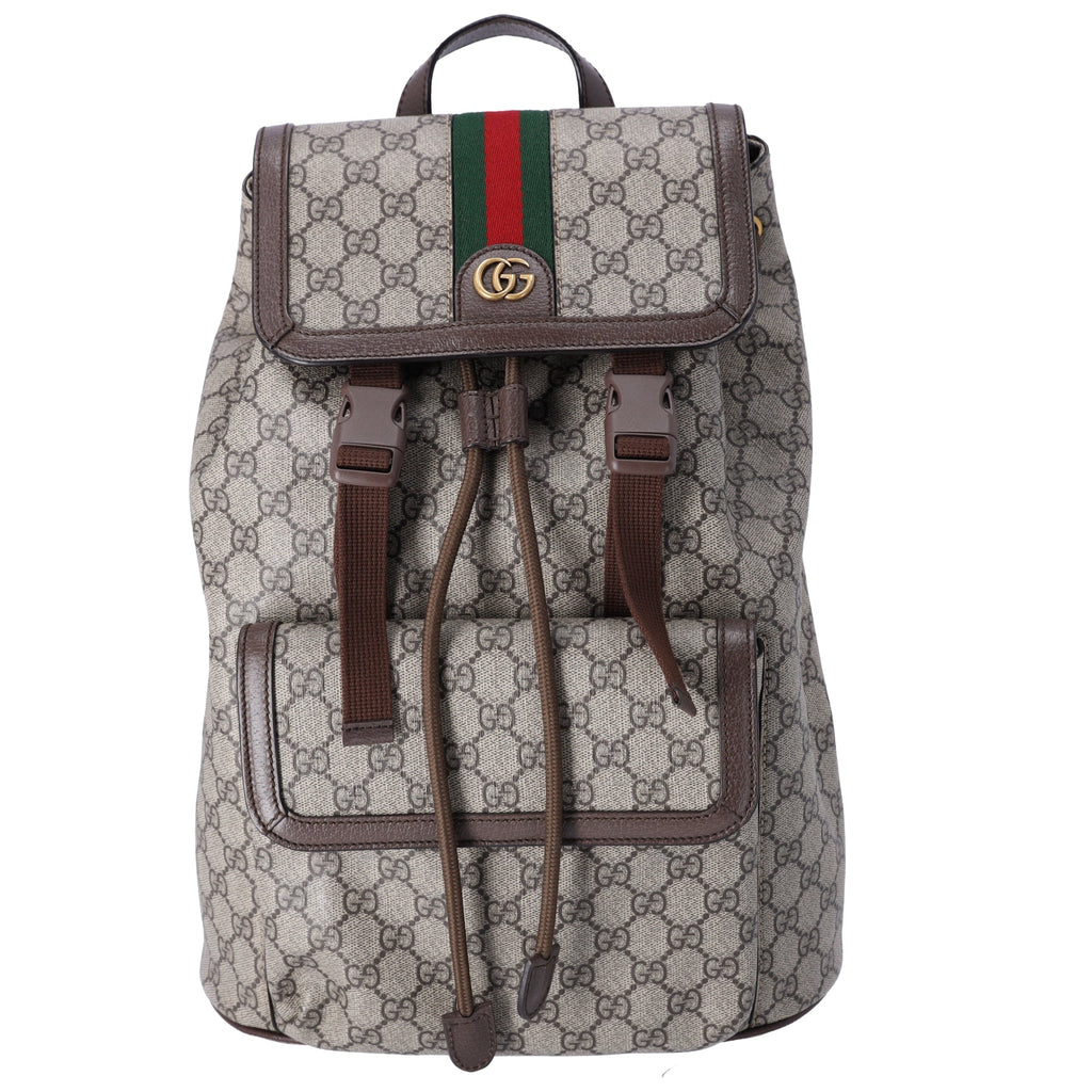 GUCCI Ophidia GG Supreme Backpack 792114 Light Brown PVC Leather