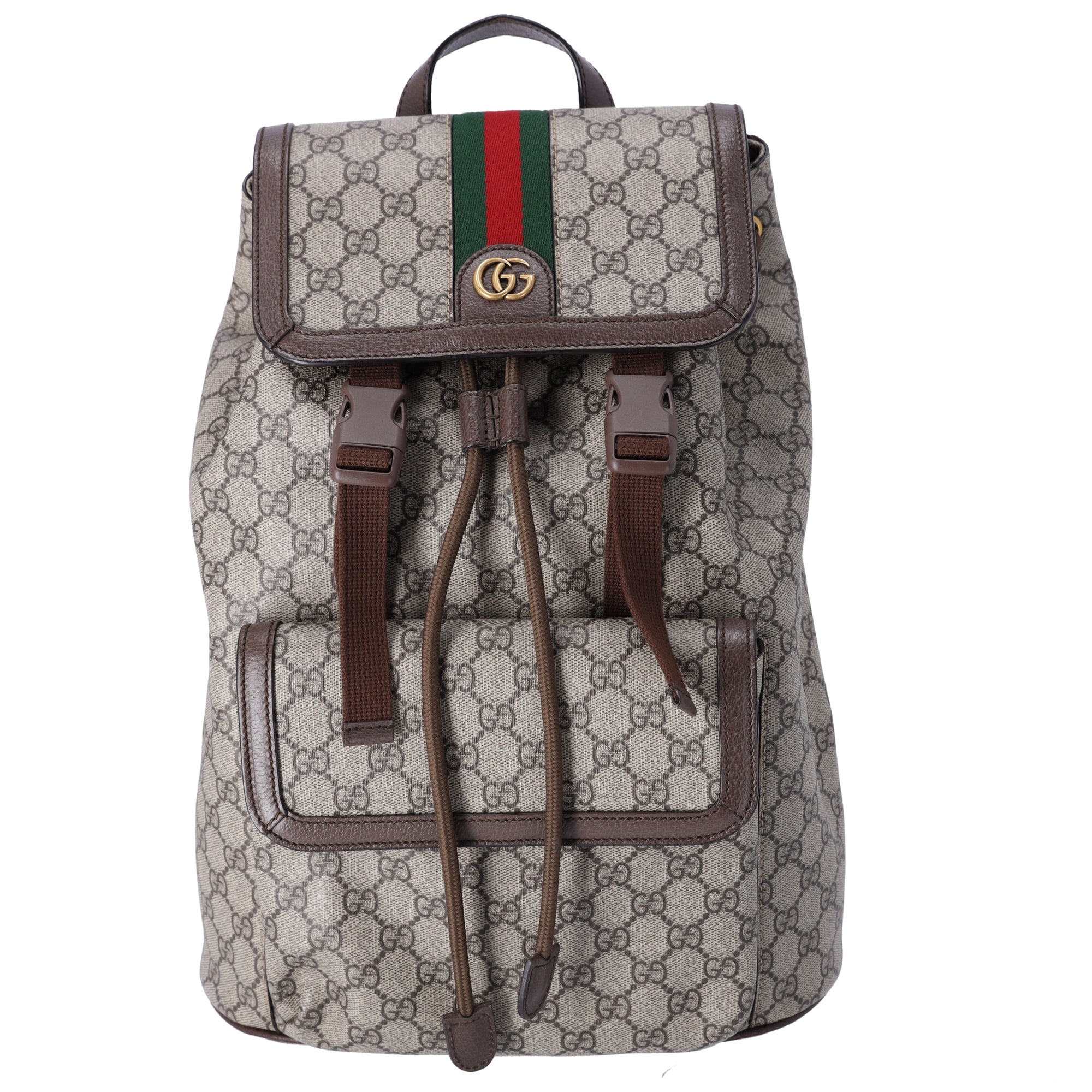 GUCCI Ophidia GG Supreme Backpack 792114 Light Brown PVC Leather