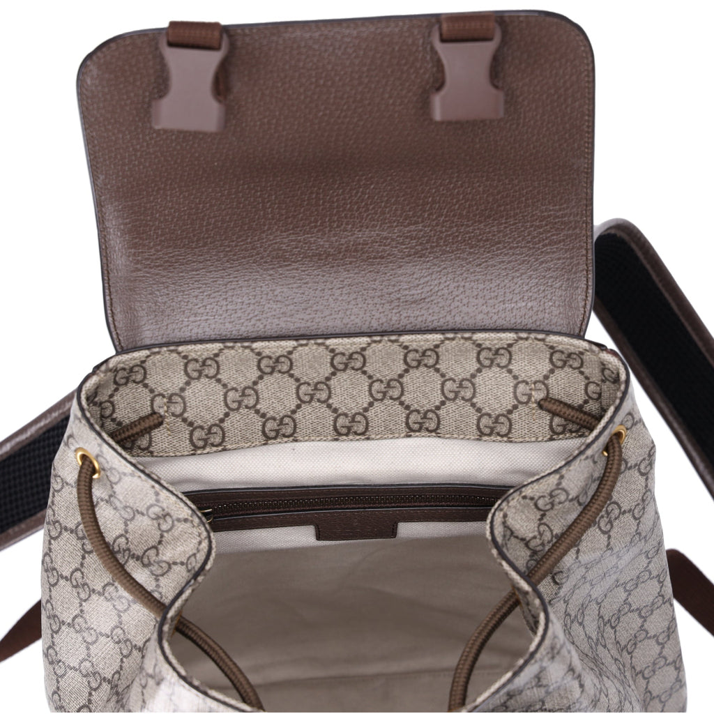 GUCCI Ophidia GG Supreme Backpack 792114 Light Brown PVC Leather