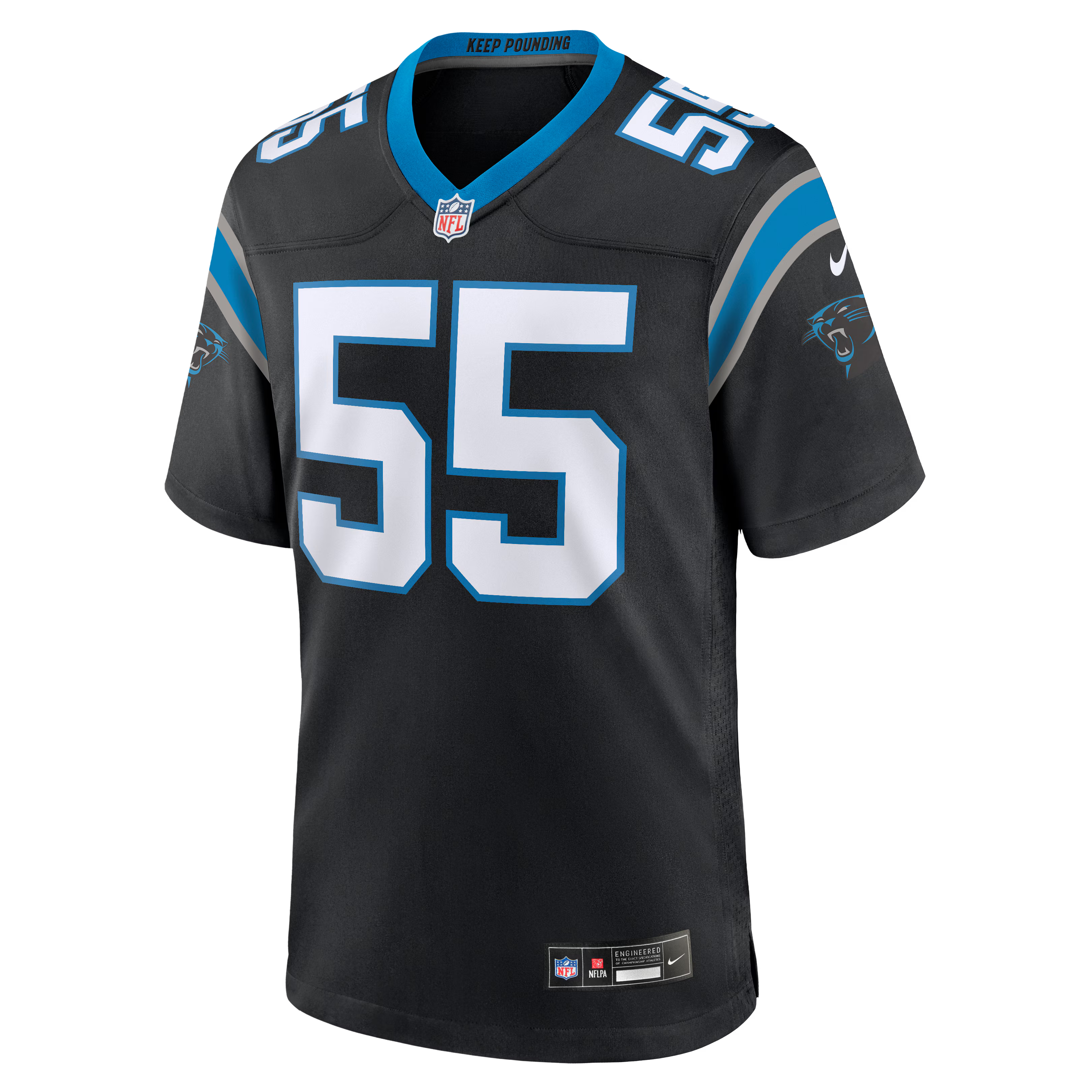 Carolina Panthers Maema Njongmeta Black Team Game Jersey