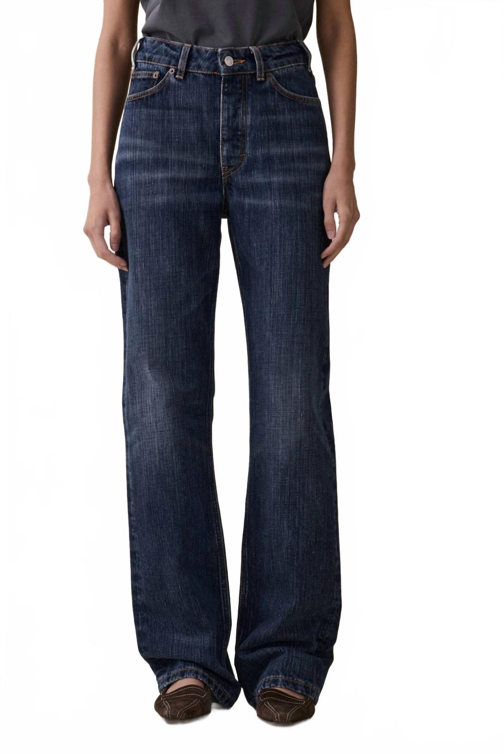 Virgo Mid Rise Straight Leg Jeans In Dark Blue Righe
