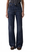 Virgo Mid Rise Straight Leg Jeans In Dark Blue Righe
