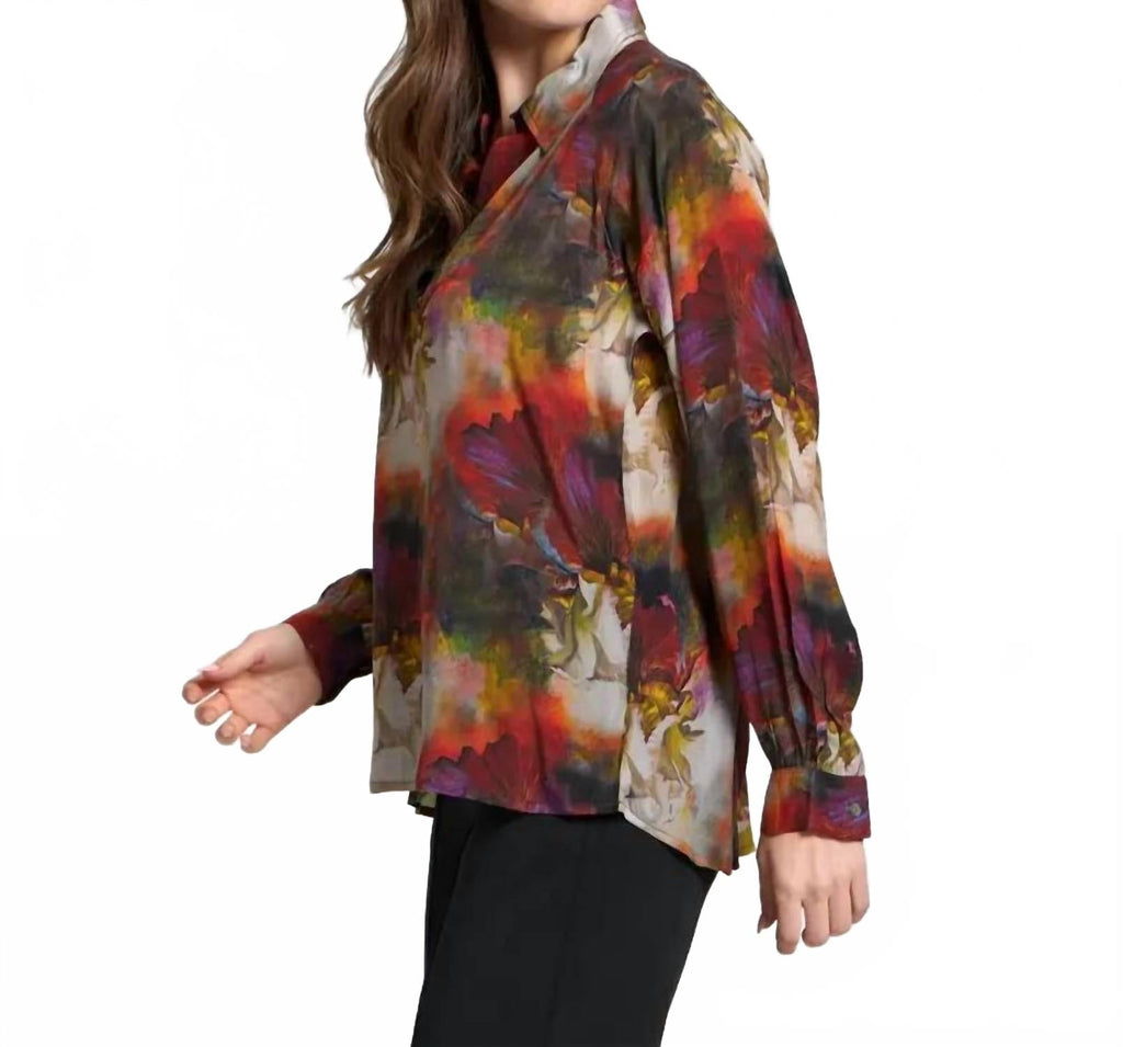 Pullover Long Sleeve Blouse In Red