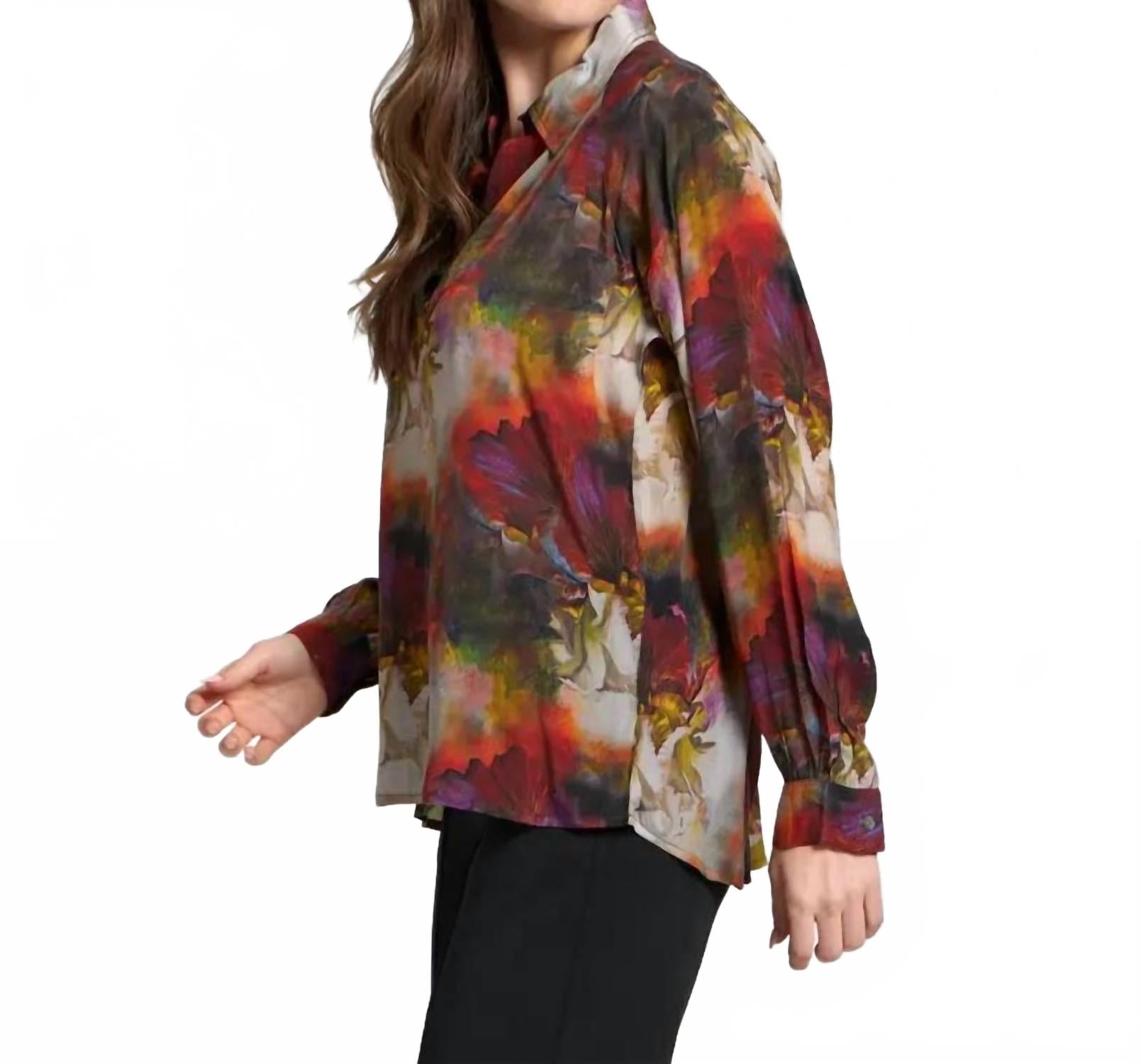 Pullover Long Sleeve Blouse In Red