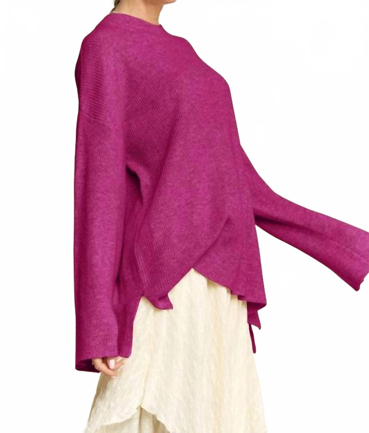 Falling 4 You Long Sleeve Sweater In Purple