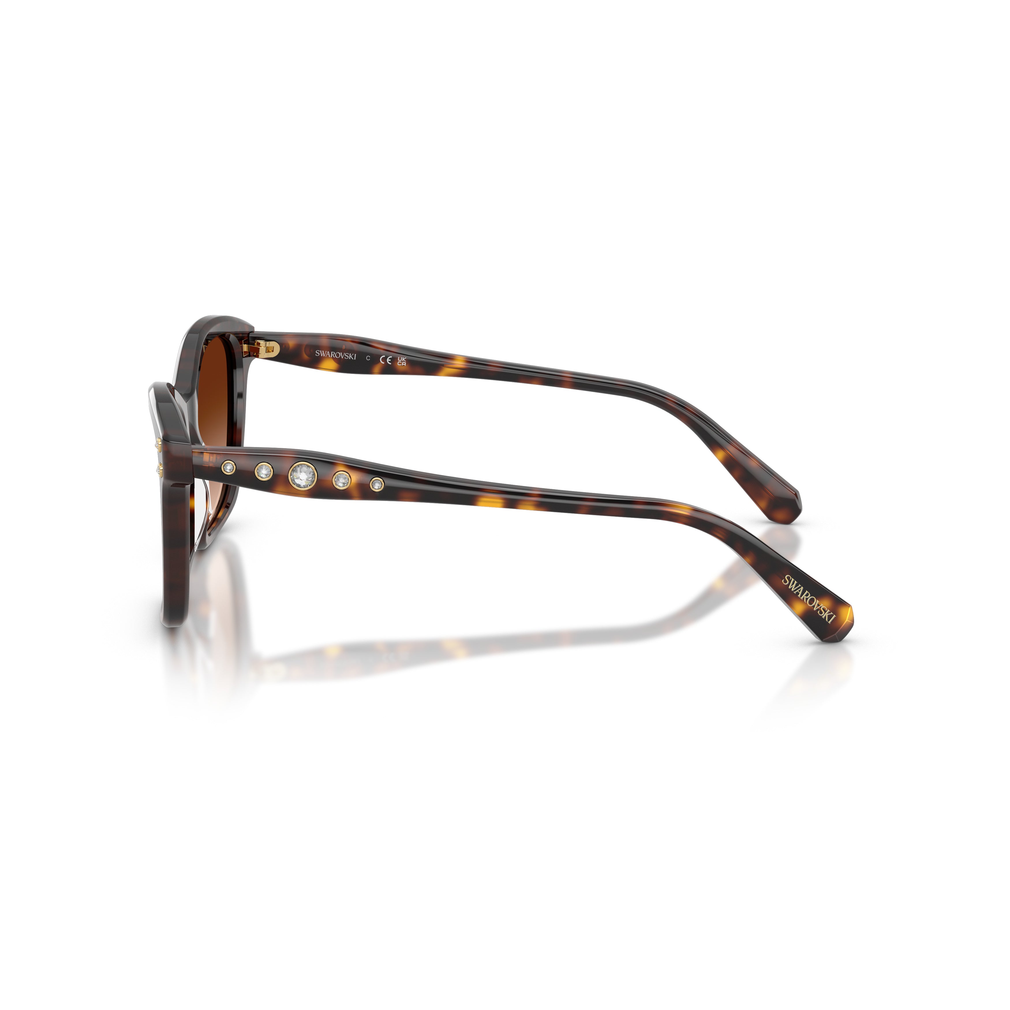 0Sk6063 Square Frame Tortoiseshell Sunglasses with Crystal Embellishments
