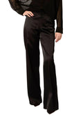 Stretch Satin Stovepipe Pants In Black