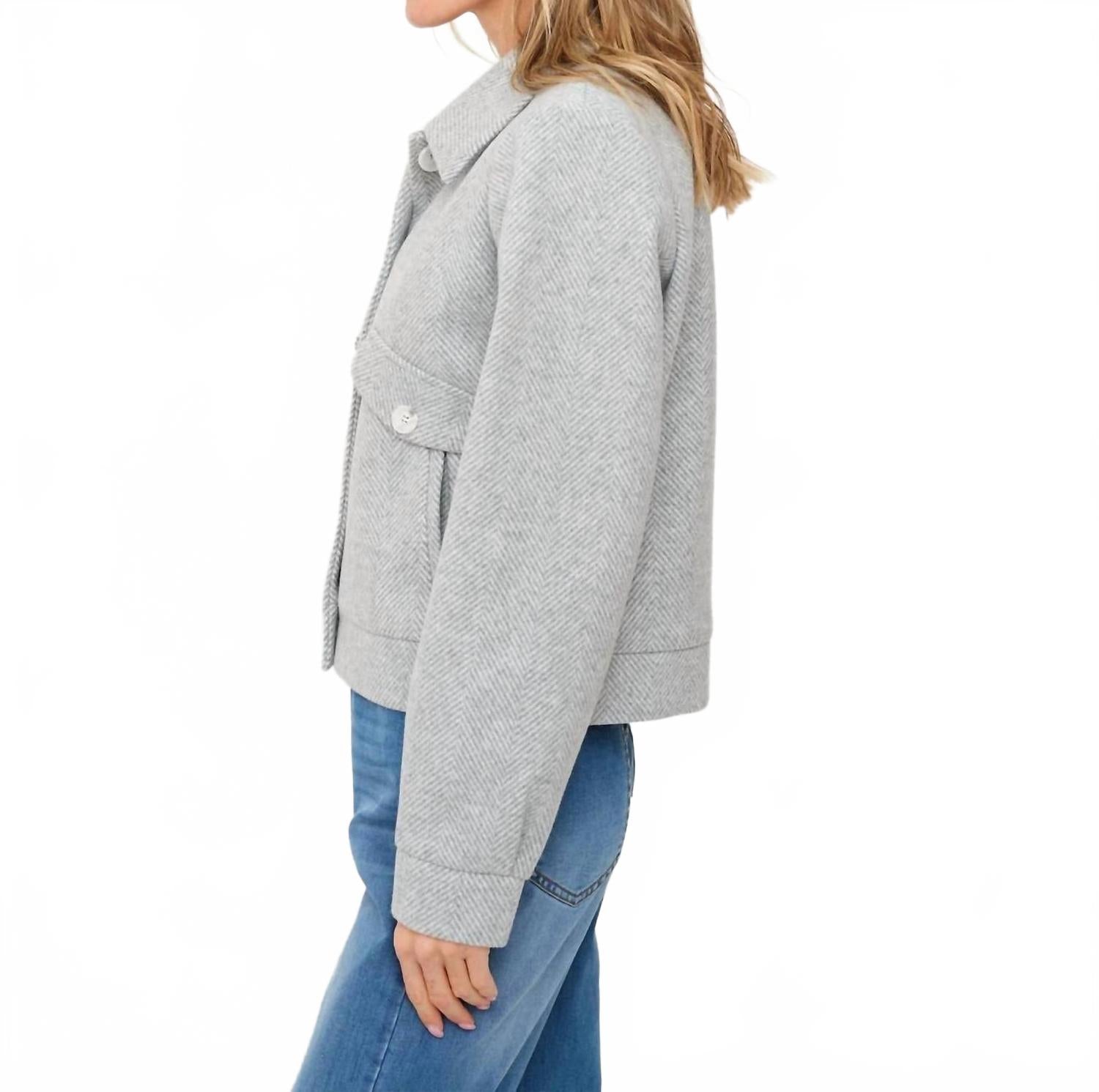Katrina Herringbone Jacket In Grey