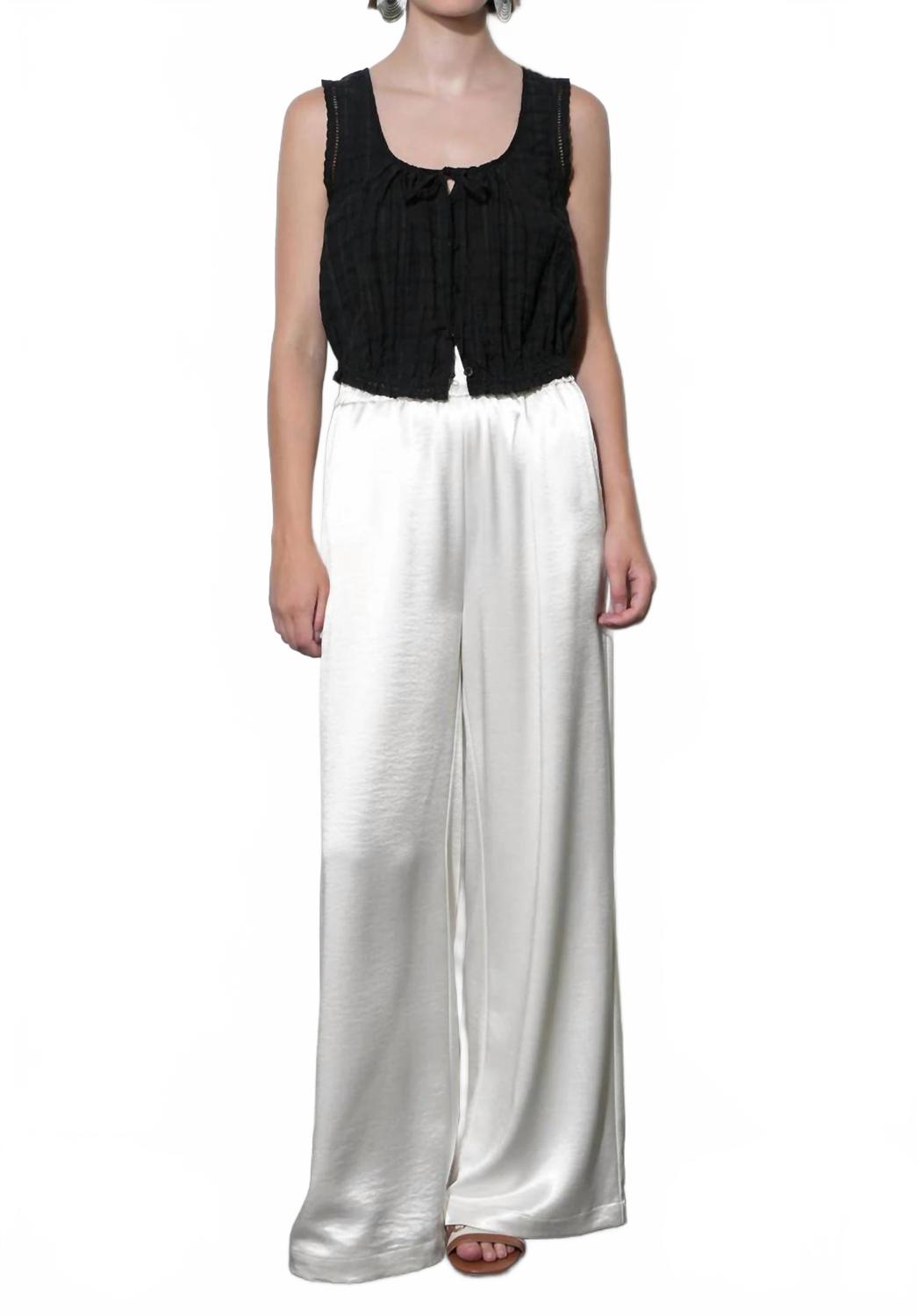 Clara Textured Eyelet Top In Black