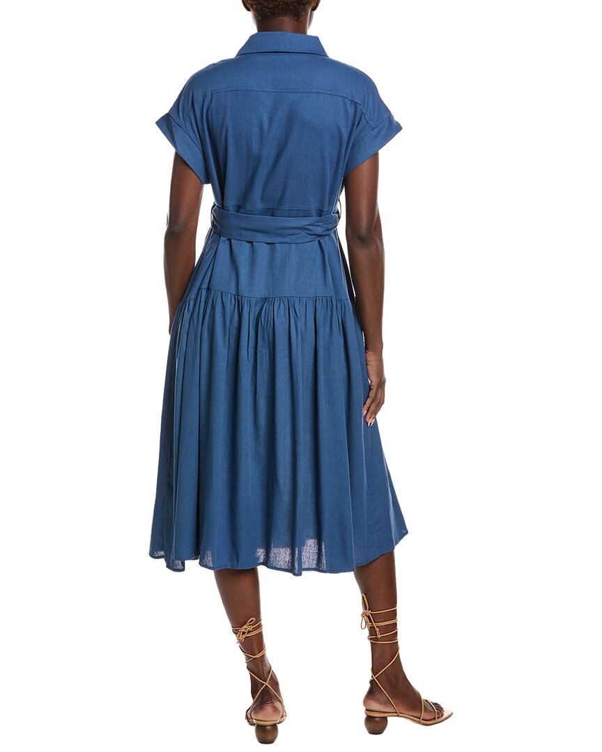 Gracia Cap Sleeve Linen-Blend Shirtdress