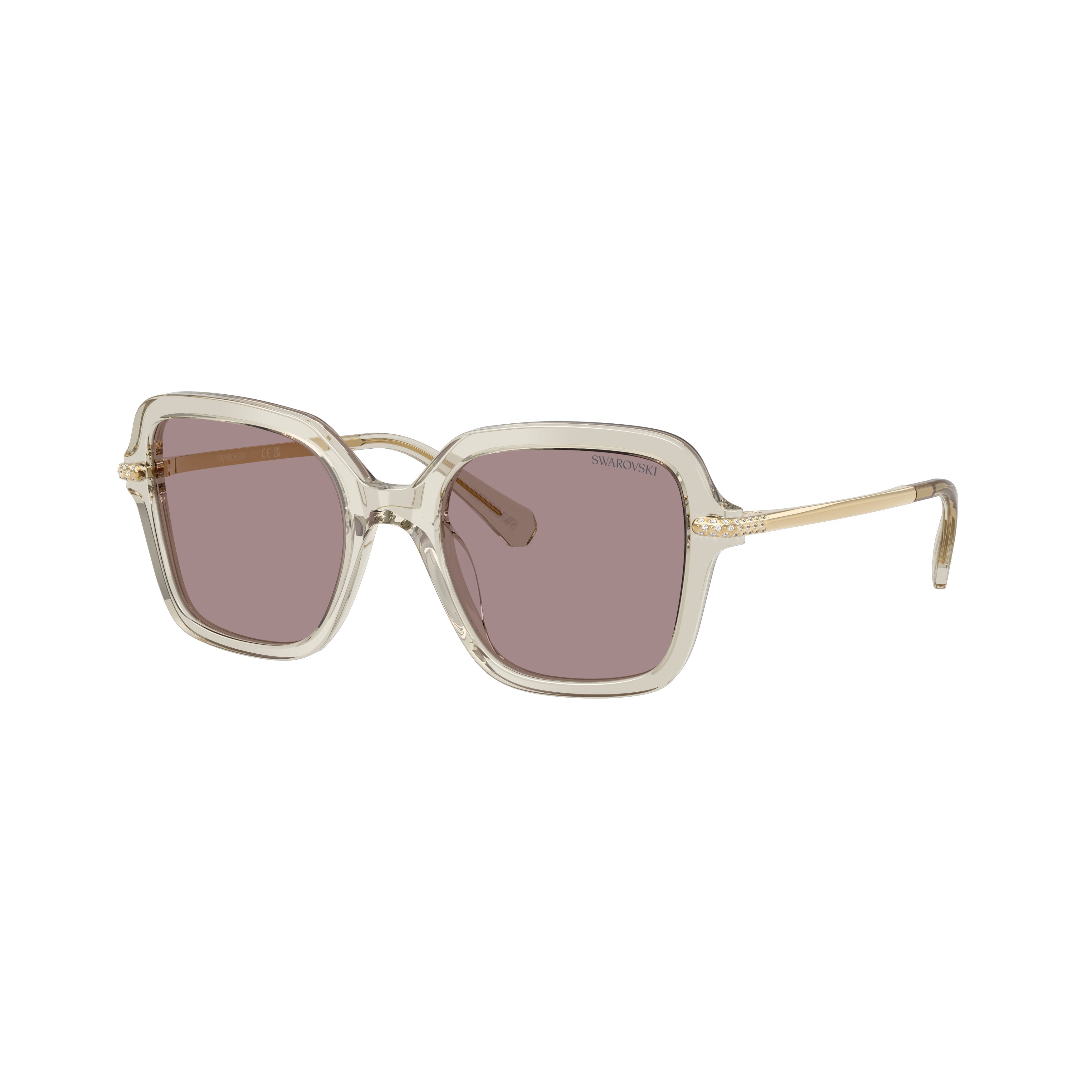 0Sk6040 Square Acetate Sunglasses with Translucent Beige Frame