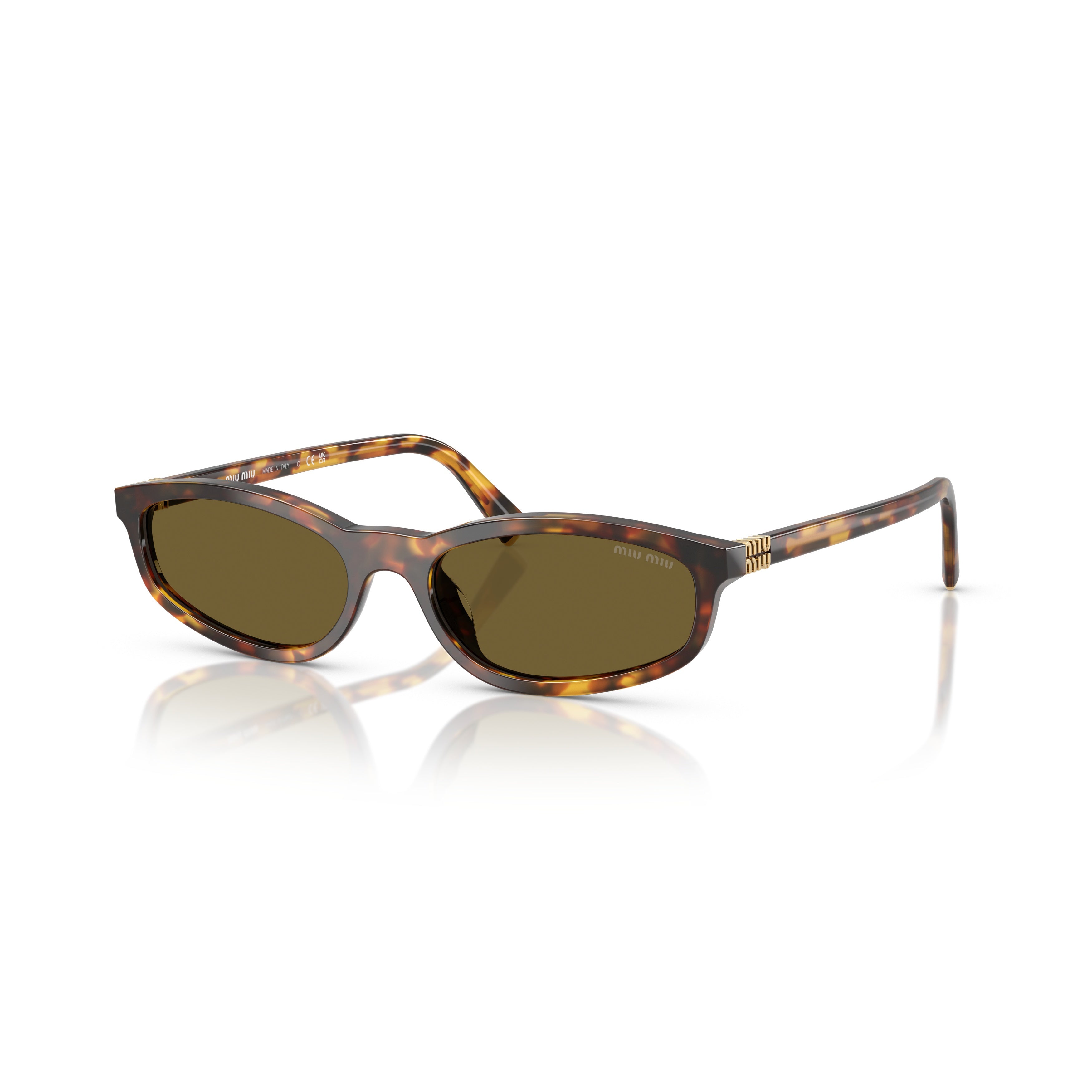 0mu A06s Rectangular Tortoiseshell Sunglasses with Gold Accents