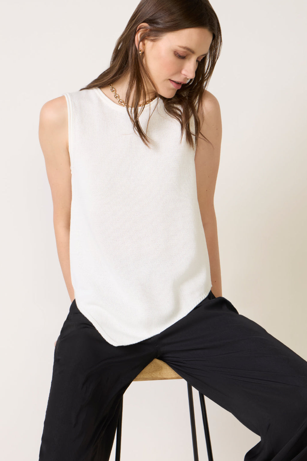 Women's Demi Sleeveless Asymmetrical Sweater Top