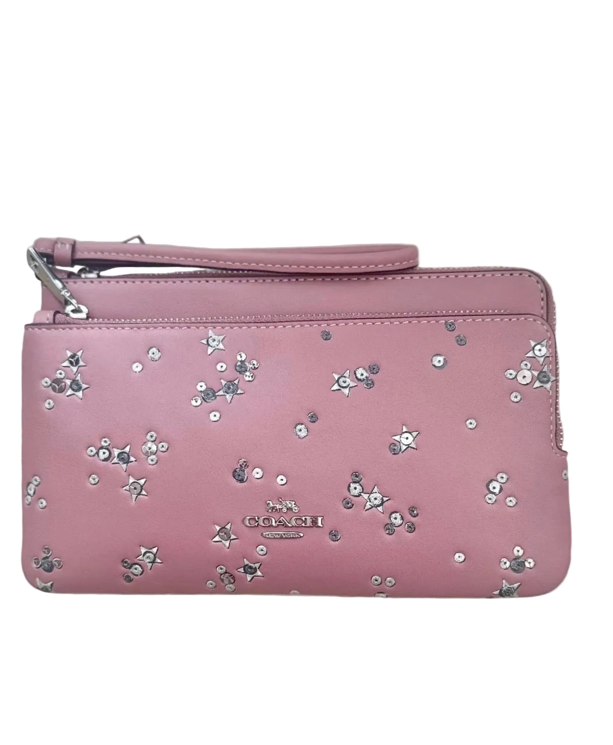 NWT Coach Leather Double Zip Large Wristlet Wallet In