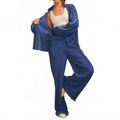 Luxe Pleated Lounge Set In Sapphire Blue
