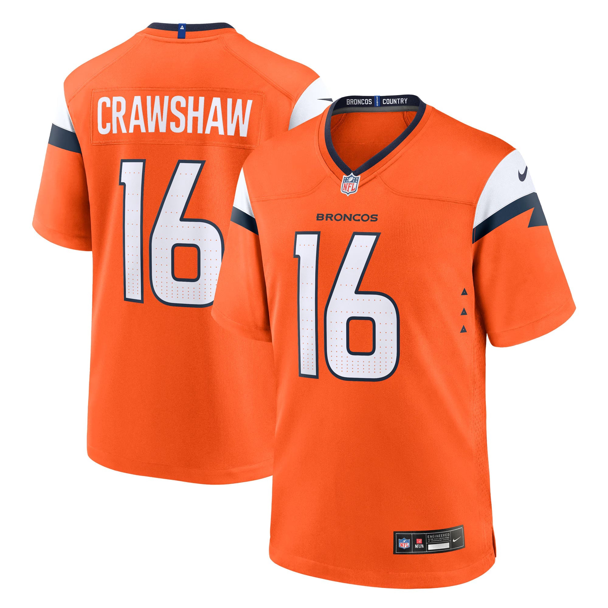 Denver Broncos Jeremy Crawshaw Orange Team Game Jersey