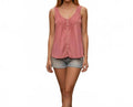 Lace Trim Tank Top In Coral