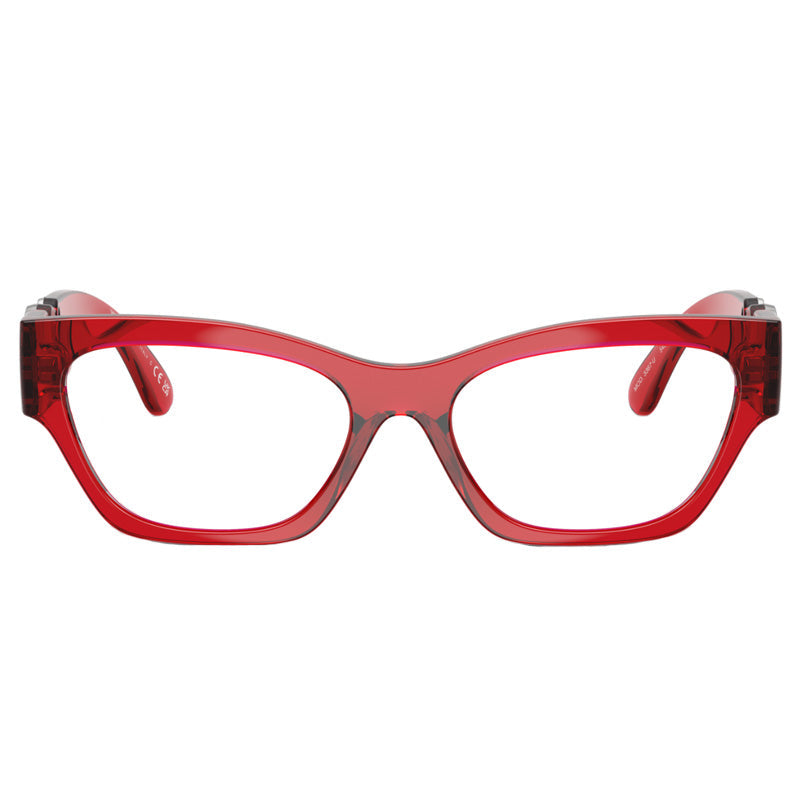 Versace Eyeglasses Cat Eye Full Rim, Red Transparent Frame And Clear Demo Lenses Lens Ve3367U5495