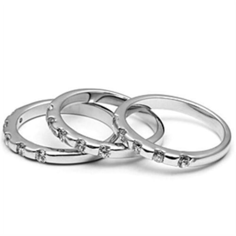Rhodium Brass Ring with AAA Grade CZ in Clear