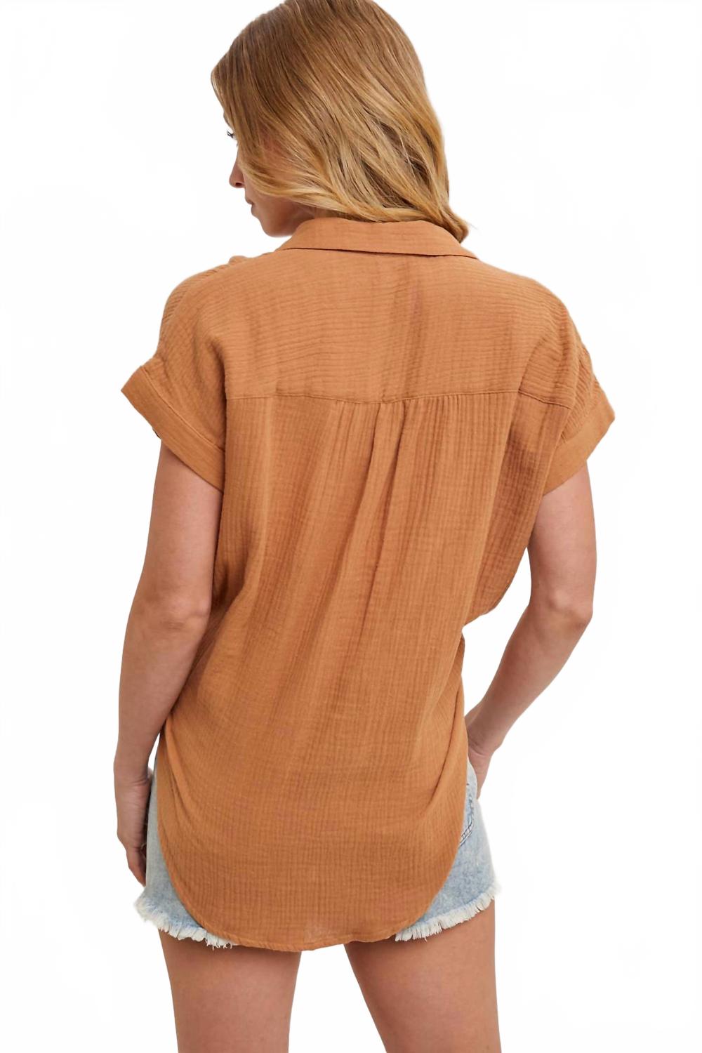 Essential Button Up Shirt In Camel