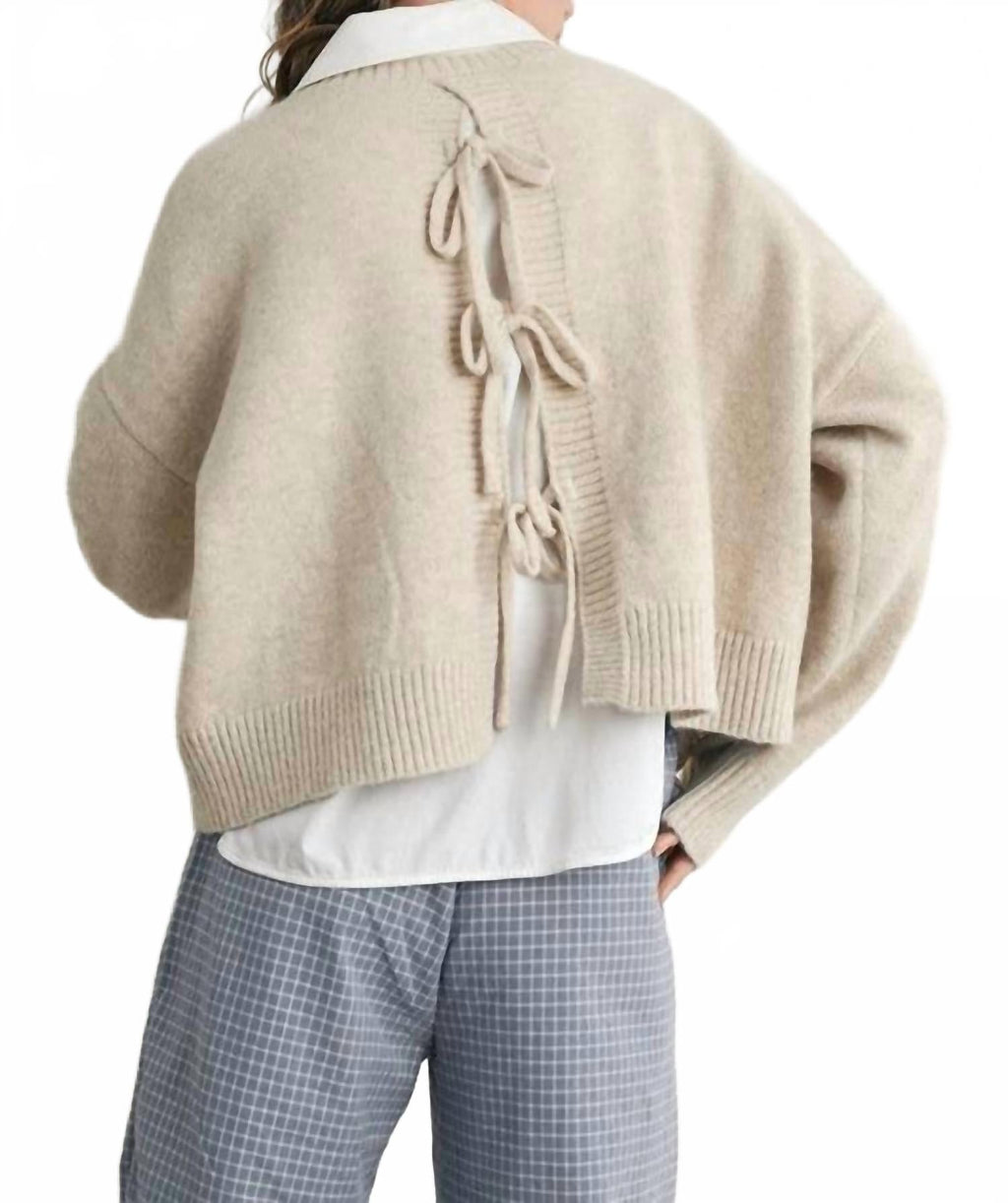 Tie-Back Sweater In Beige