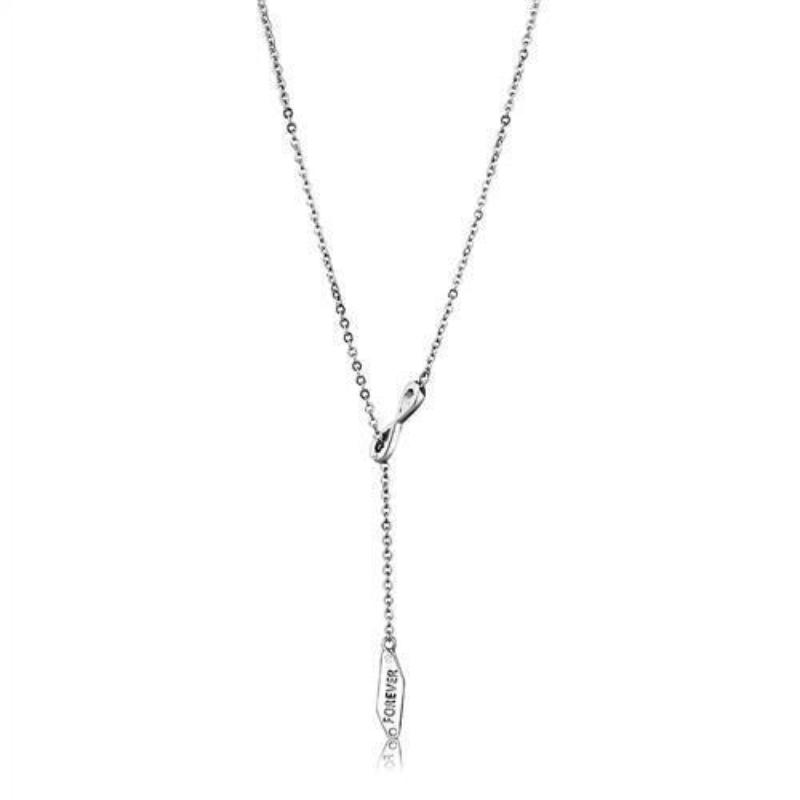 High polished (no plating) Stainless Steel Necklace with Top Grade Crystal in Clear