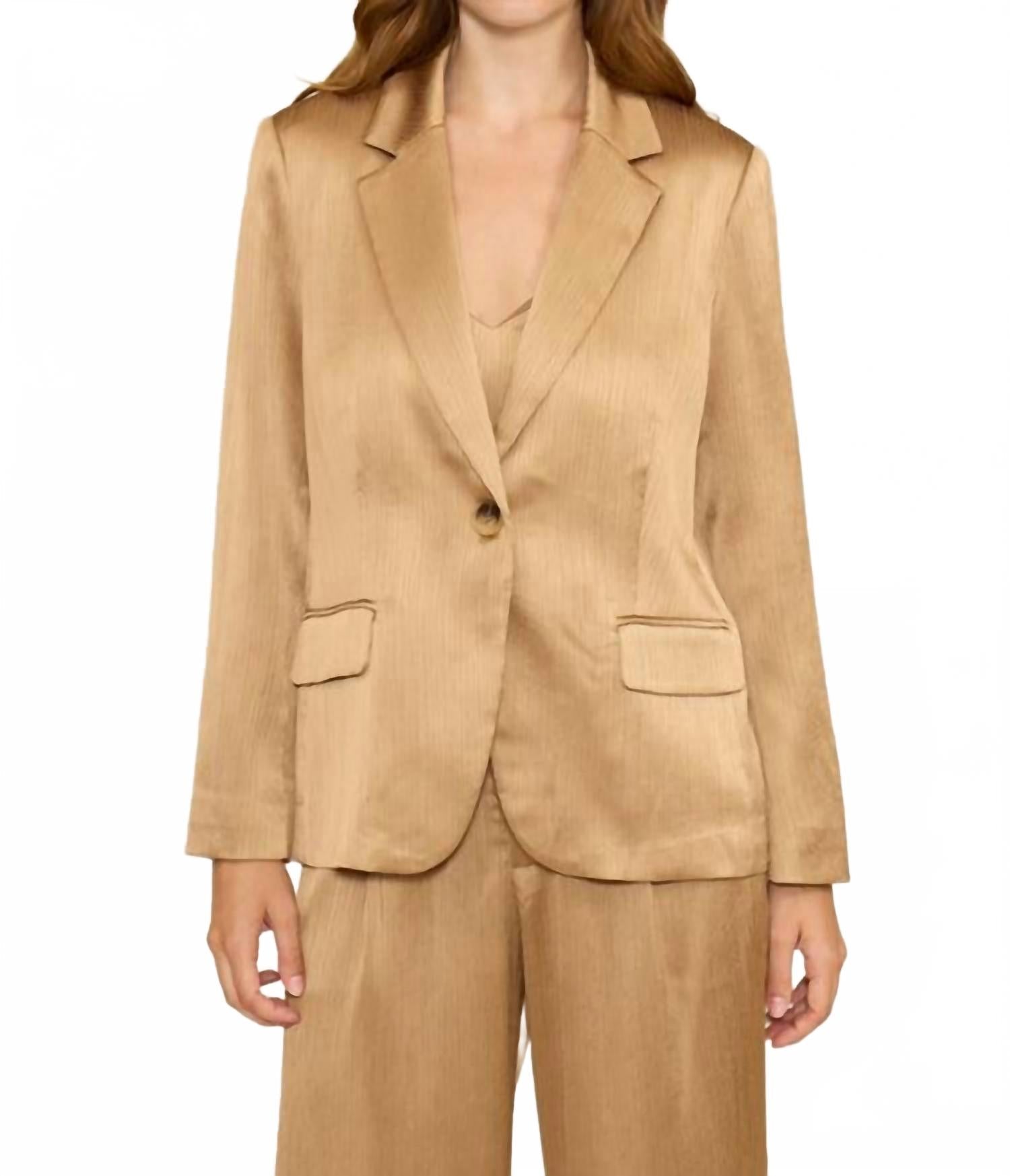 Betty Single Button Blazer In Taupe