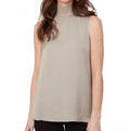 Sleeveless Mock Neck Top In Oyster