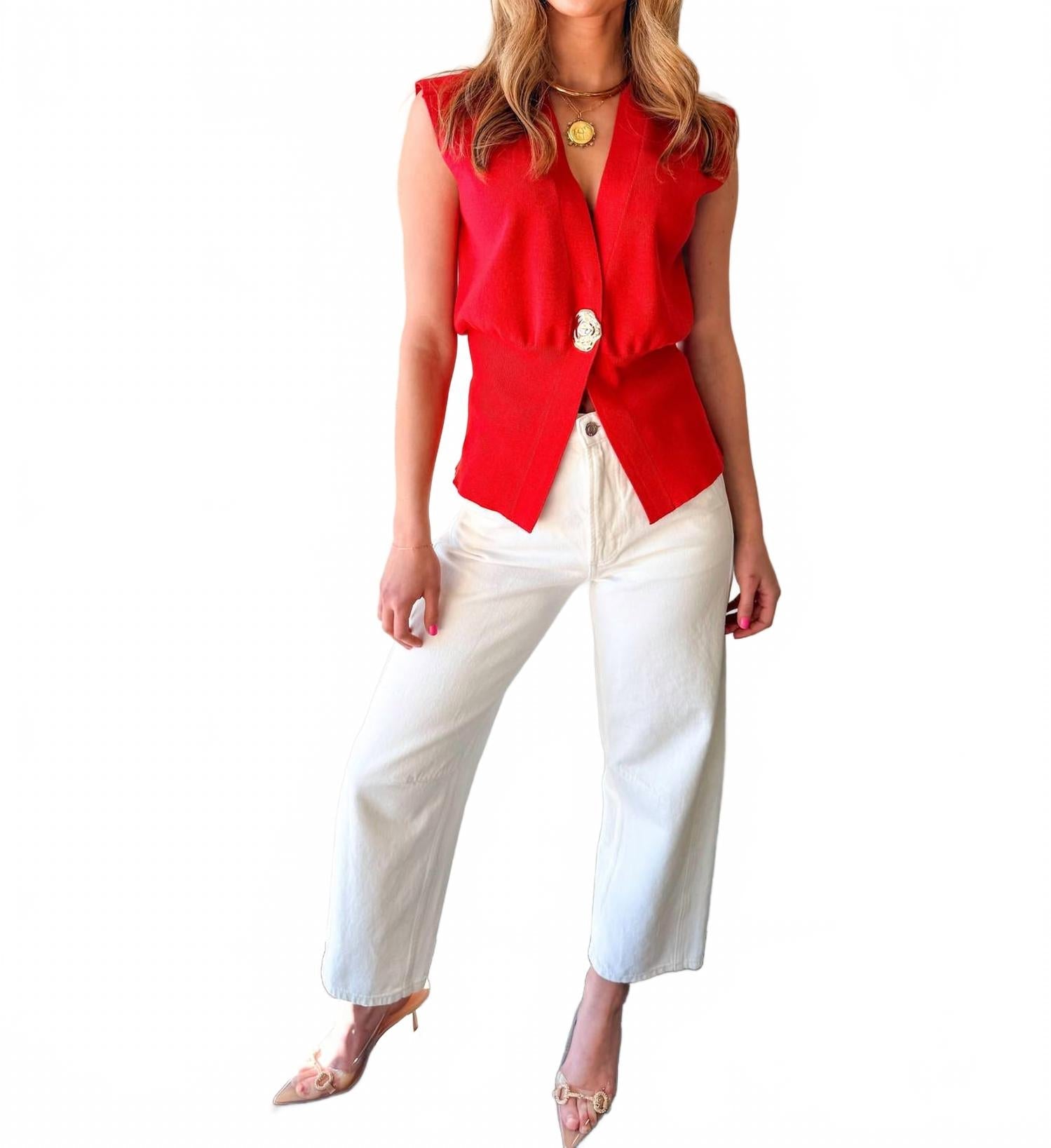 Modern Muse Vest In Red