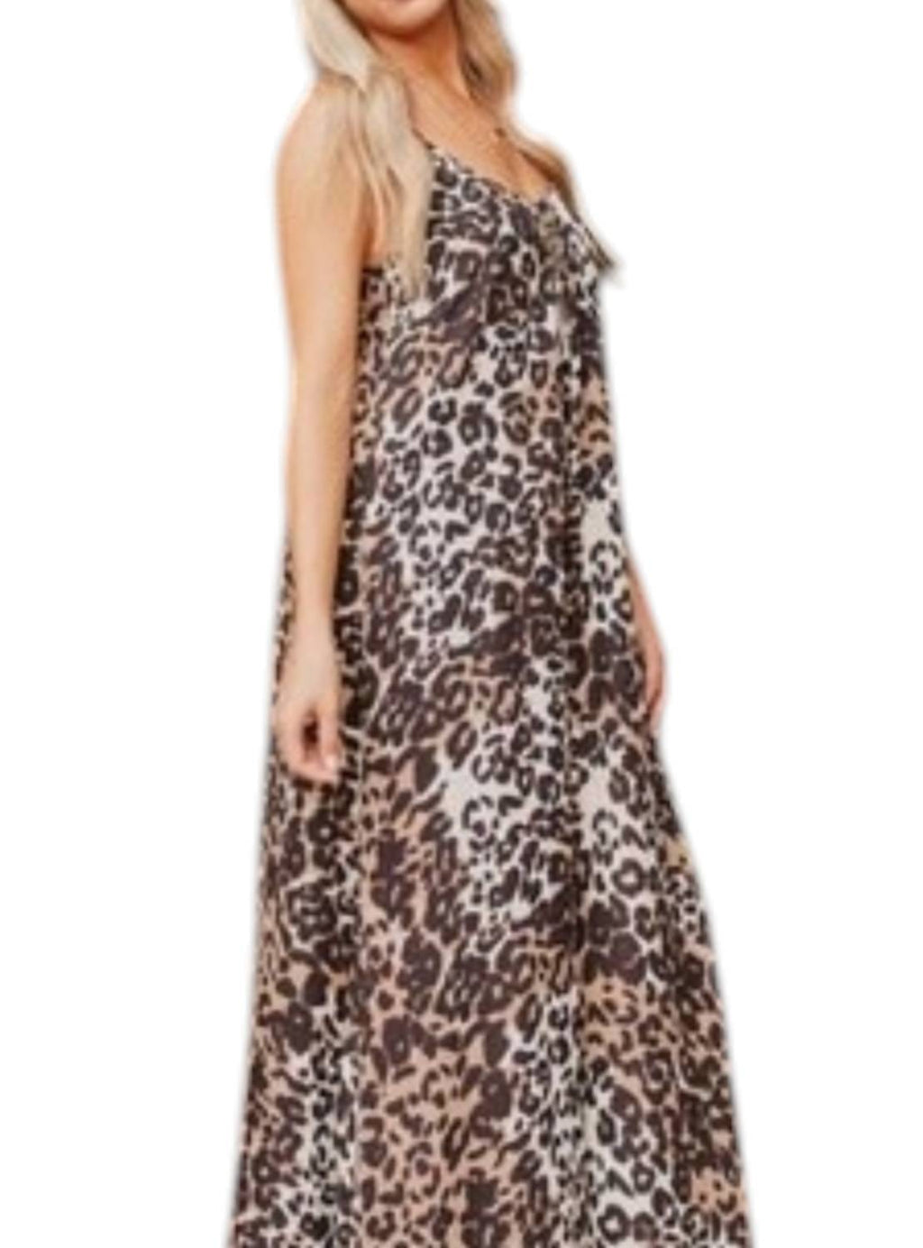 Panama Leopard Maxi Dress In Black