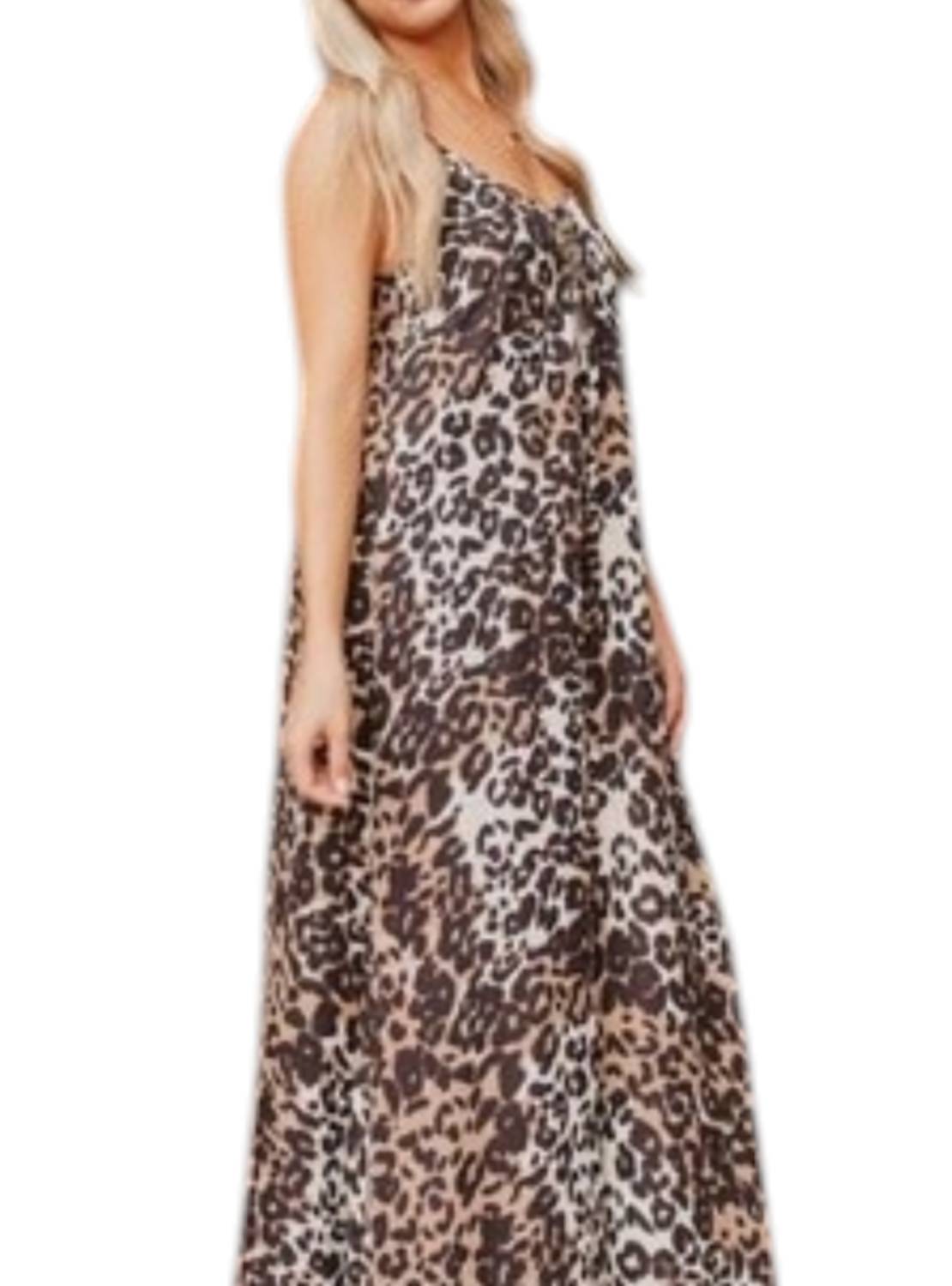 Panama Leopard Maxi Dress In Black