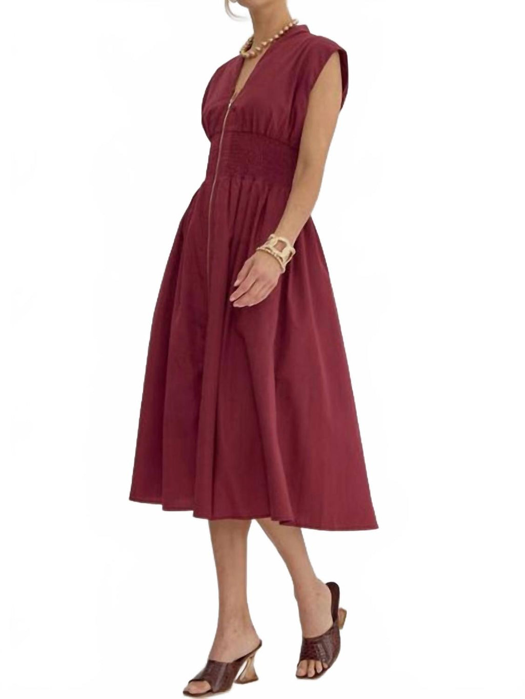 Effortless Luxe Midi Dress In Burgundy
