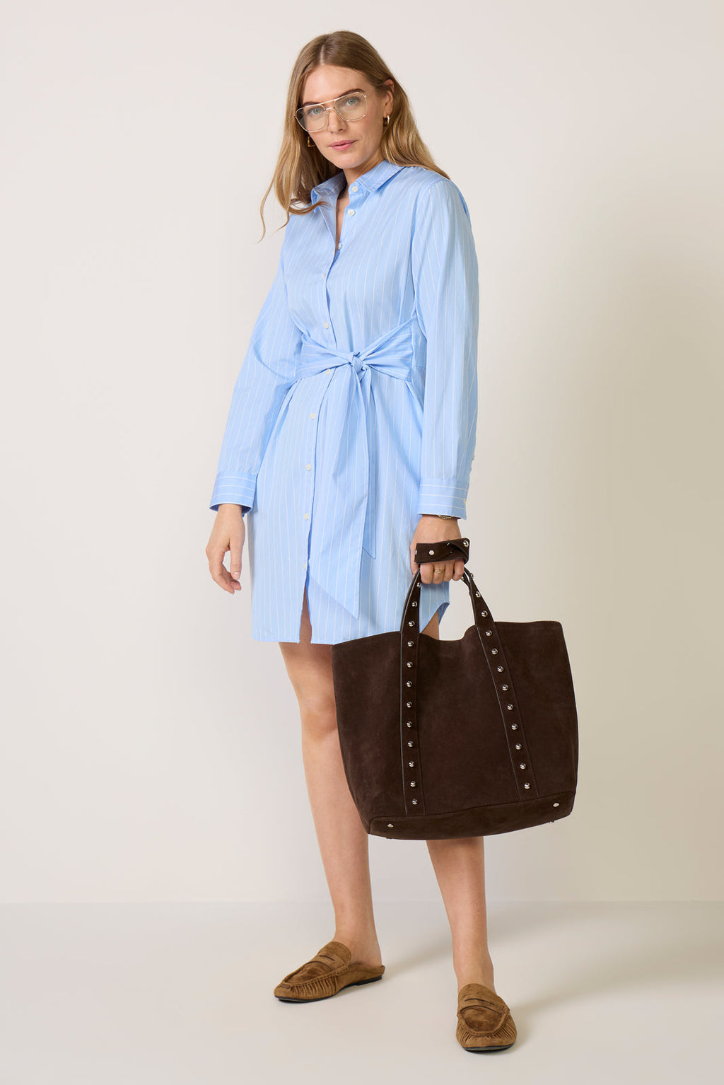 Women's Relaxed Fit Tie Shirt Dress