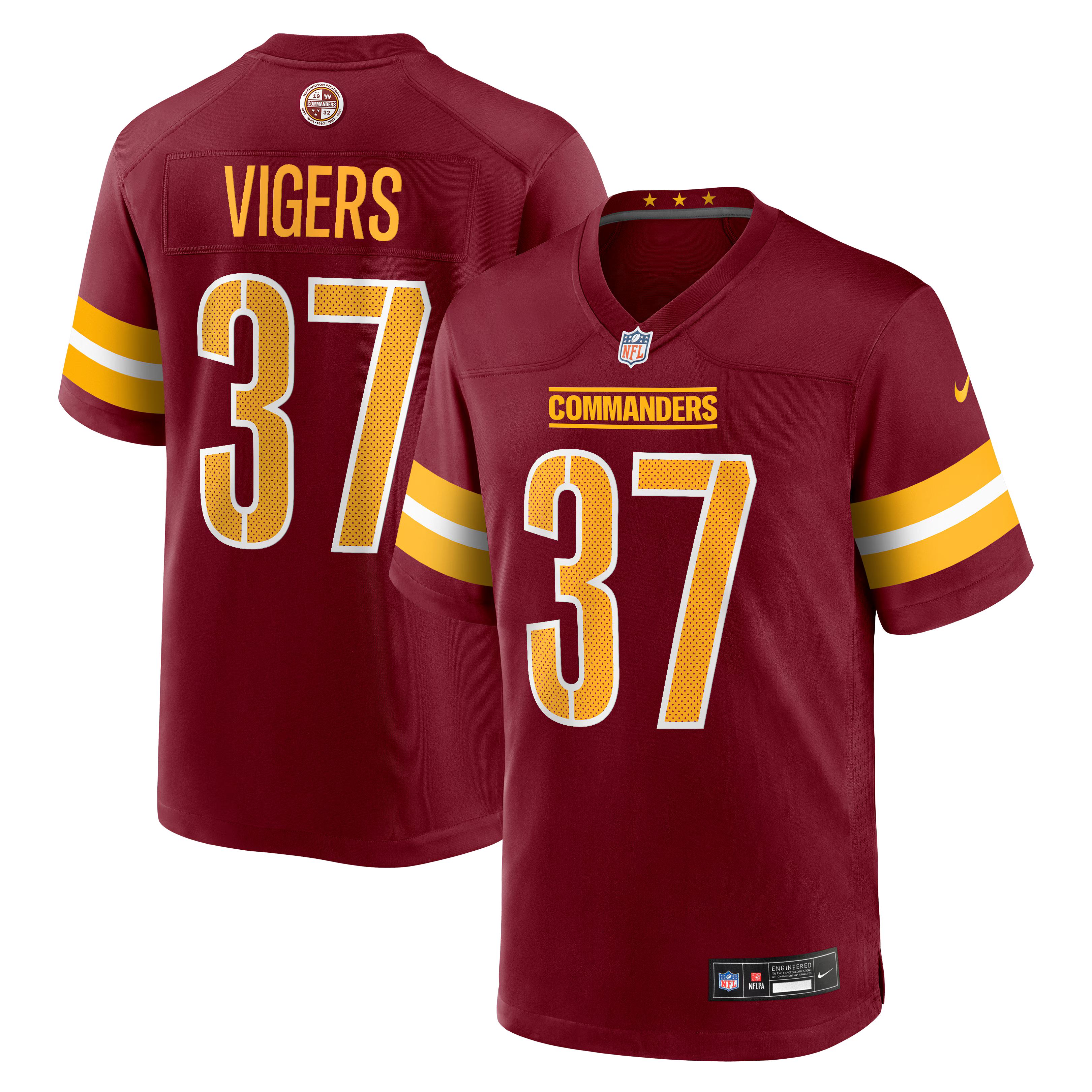 Washington Commanders Car'lin Vigers Burgundy Team Game Jersey