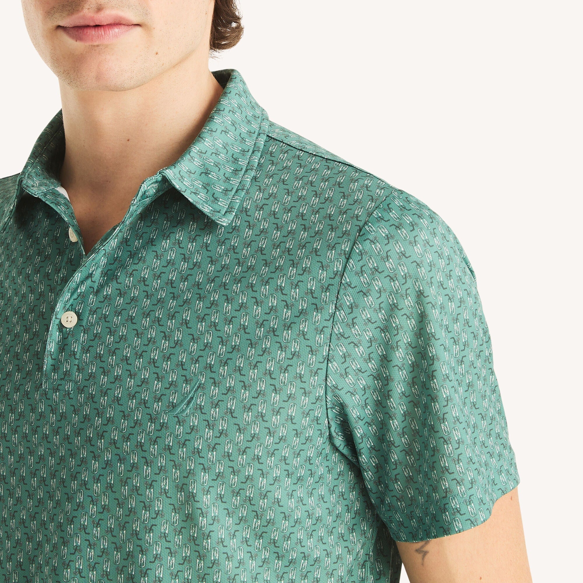 Nautica Mens Navtech Printed Performance Polo
