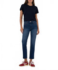 Reese High Rise Ankle Straight Jeans In Dark Wash Blue