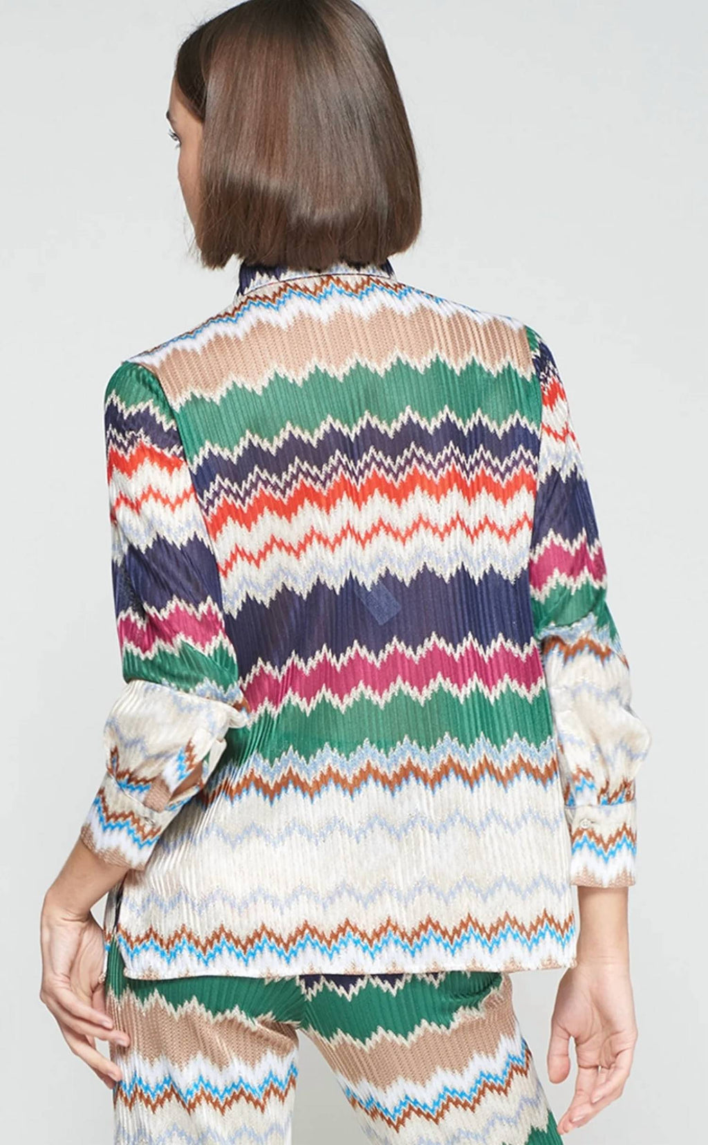 Zig Zag Knit Blouse In Multi