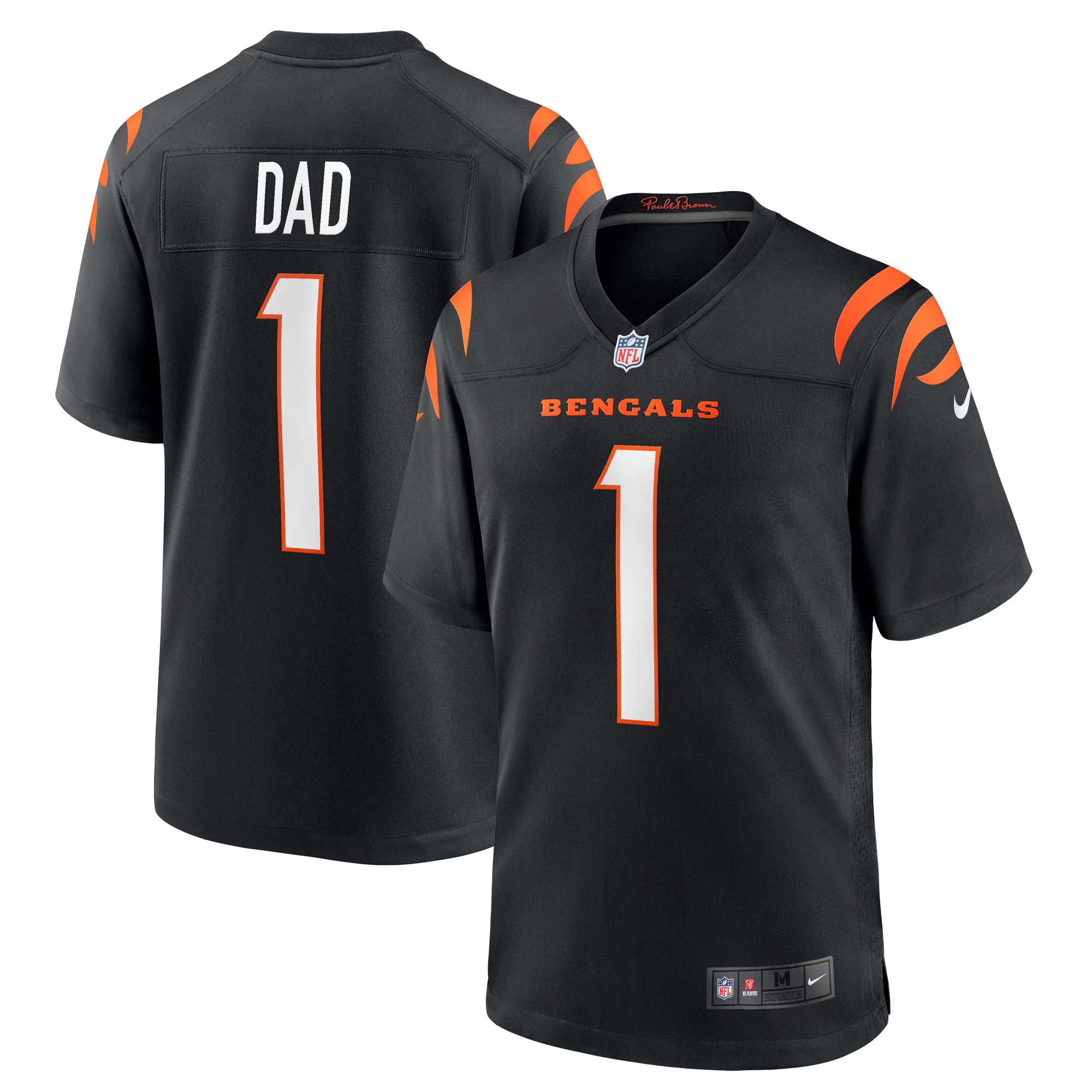 Cincinnati Bengals Number 1 Dad Black Game Jersey