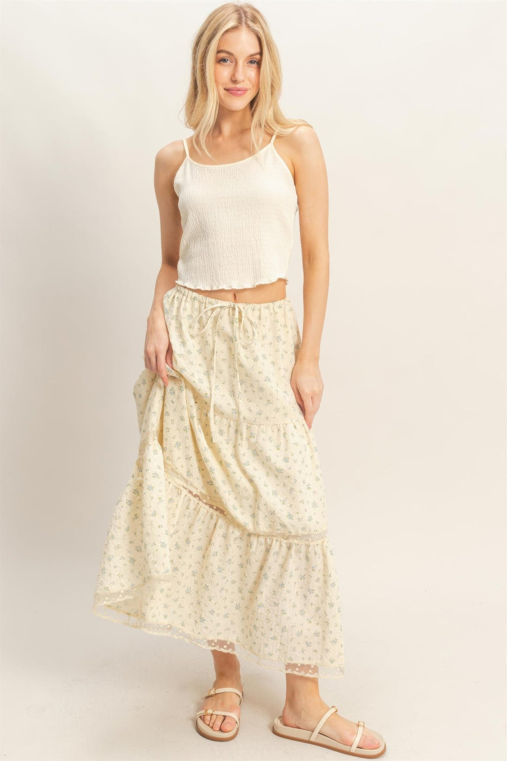 Tiered Lace Trim Skirt
