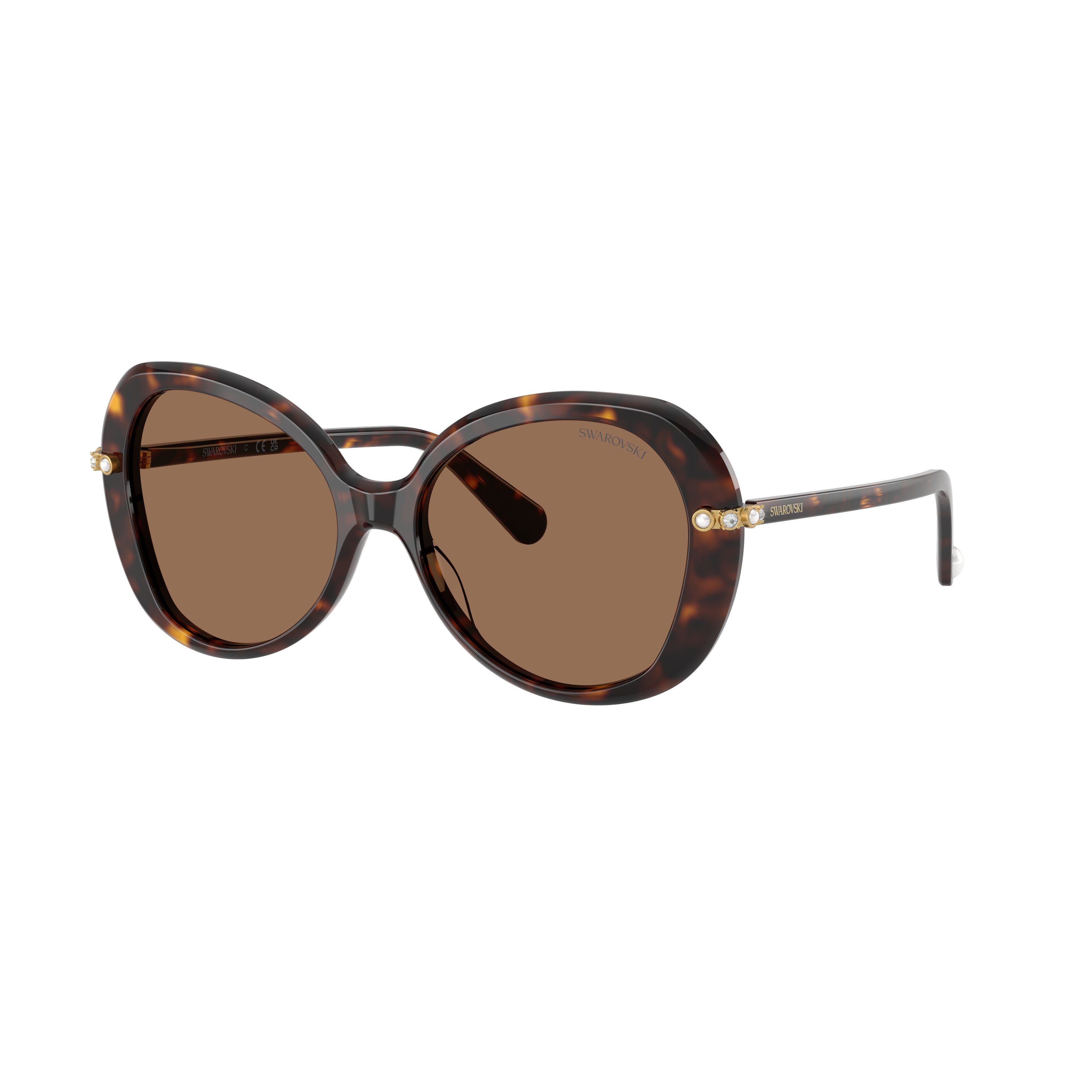0Sk6059 Oversized Tortoiseshell Sunglasses with Crystal Accents