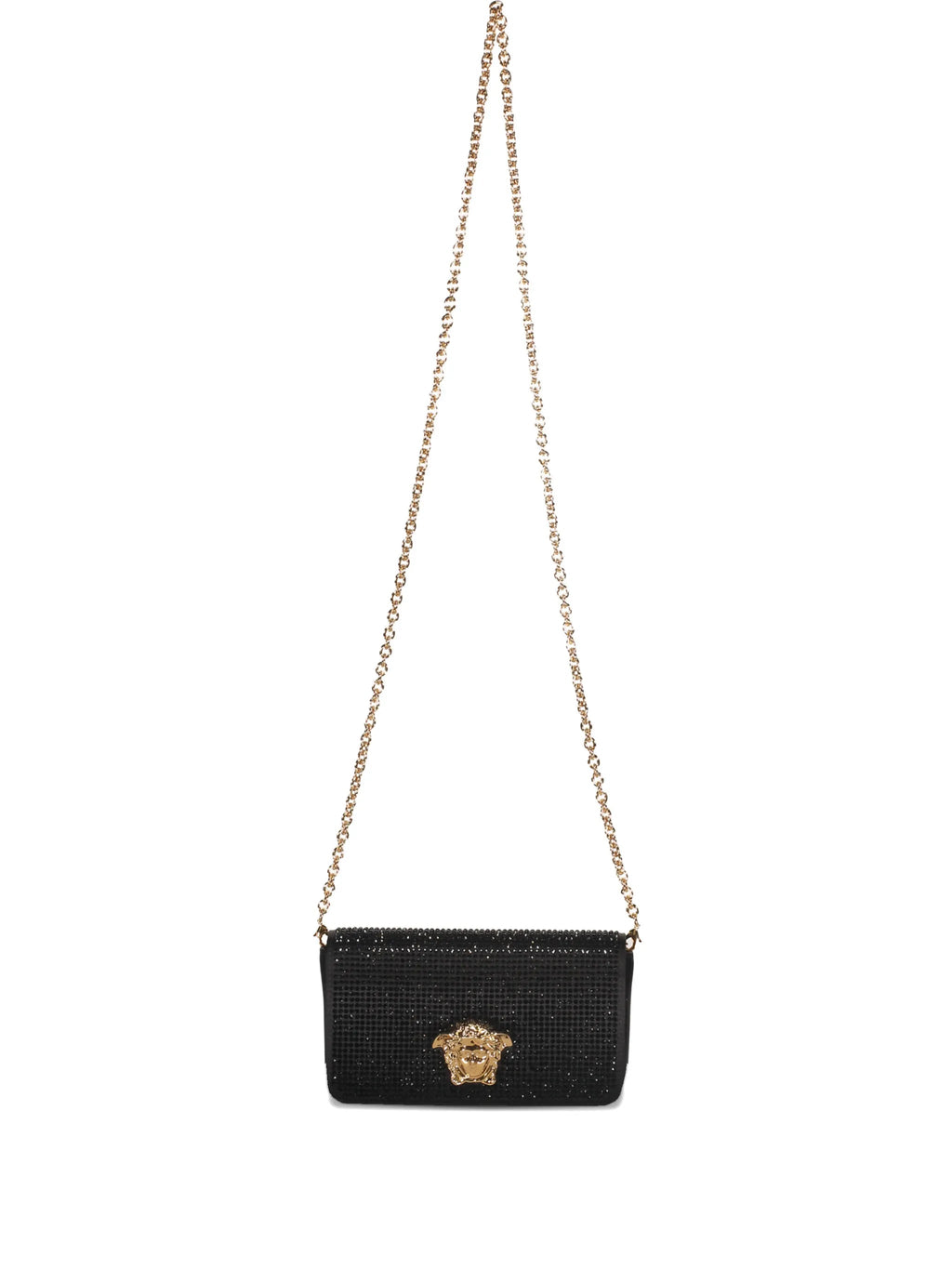 Versace Embelished Black Clutch with Golden Closure