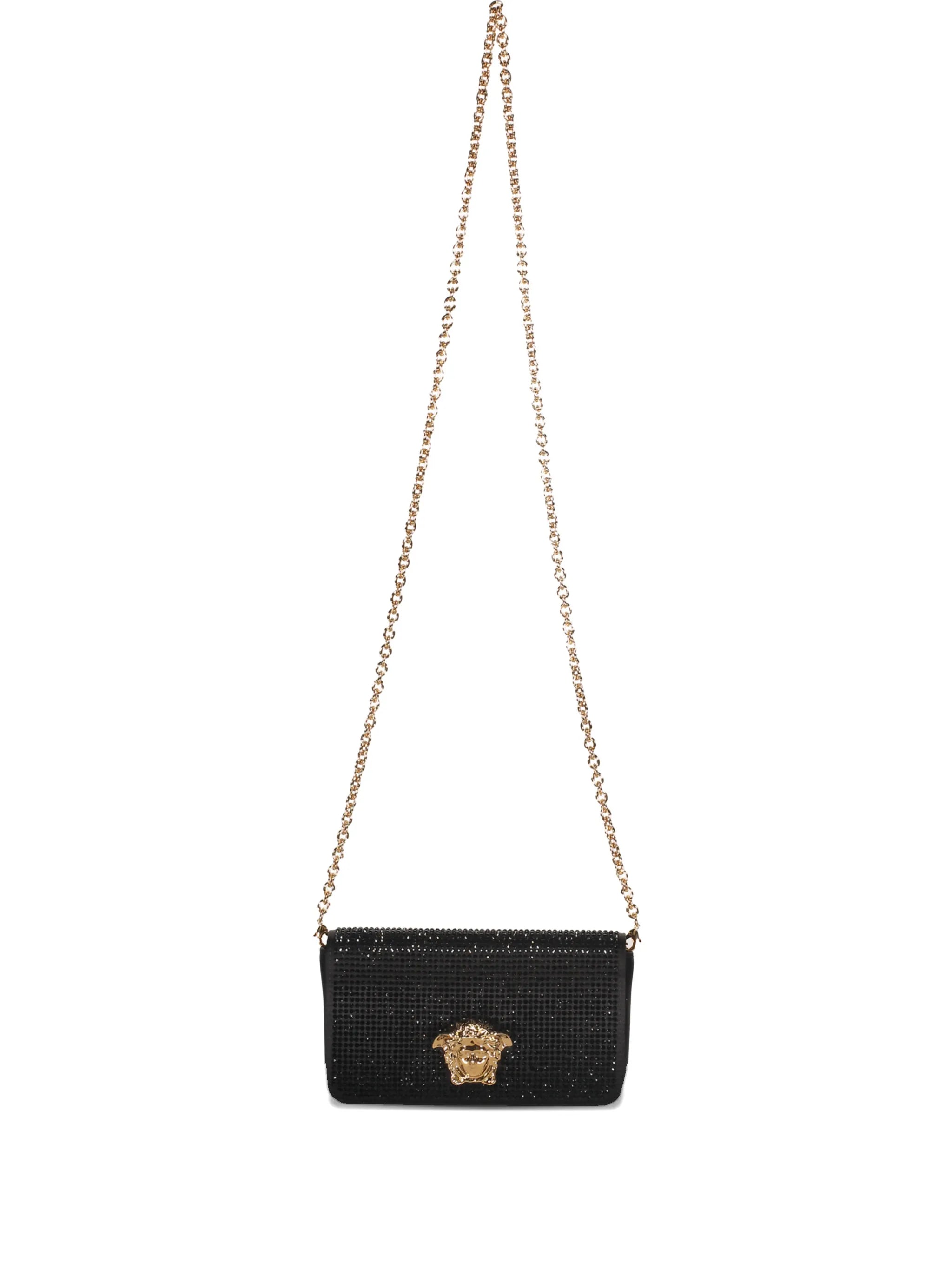 Versace Embelished Black Clutch with Golden Closure