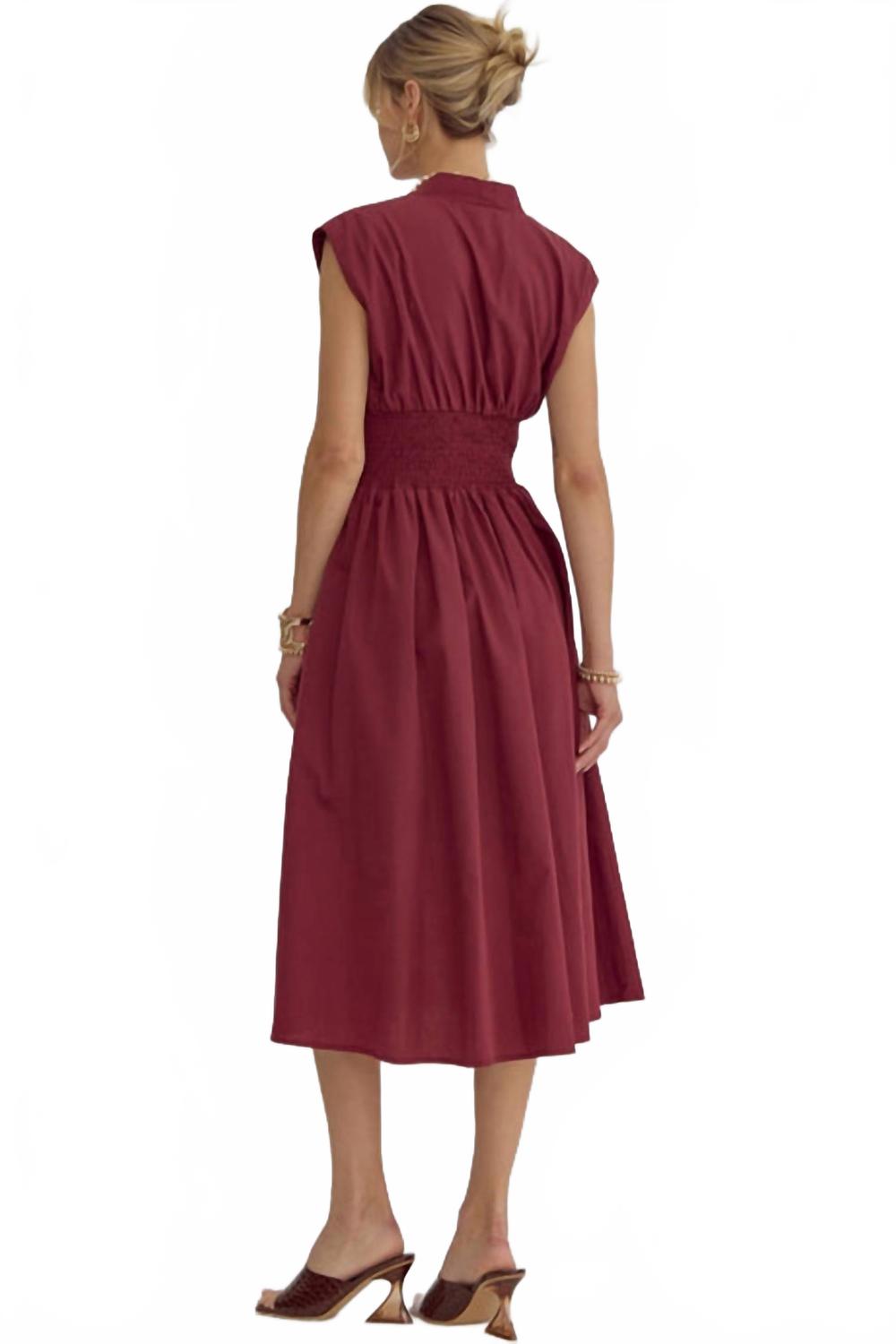 Effortless Luxe Midi Dress In Burgundy