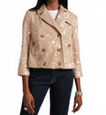 Sequin Moto Jacket In Champagne
