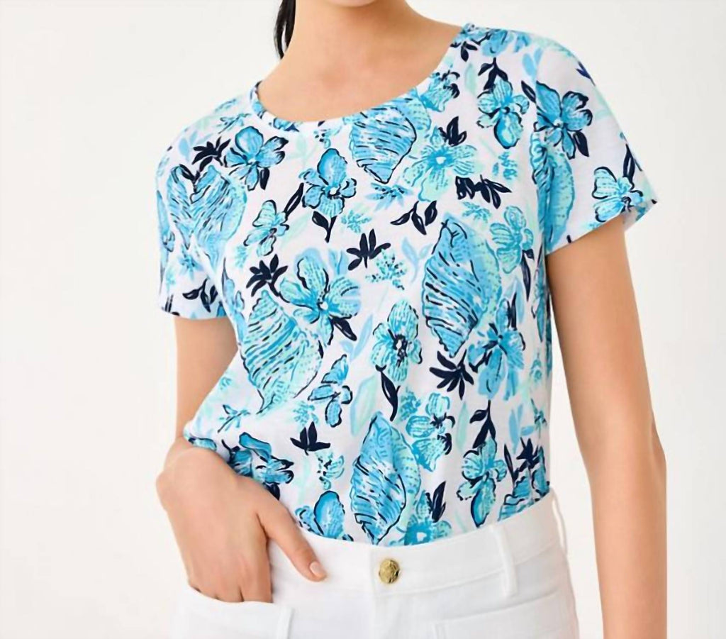 Etta Scoop Neck Top In Resort White/sea Shell Splendor